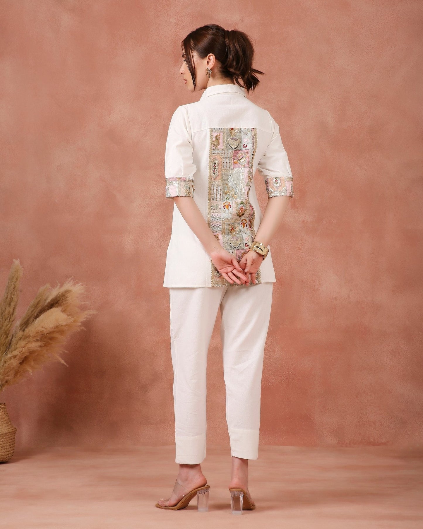 BACK PANEL CORD - SET ON LINEN - White Maison de Couture