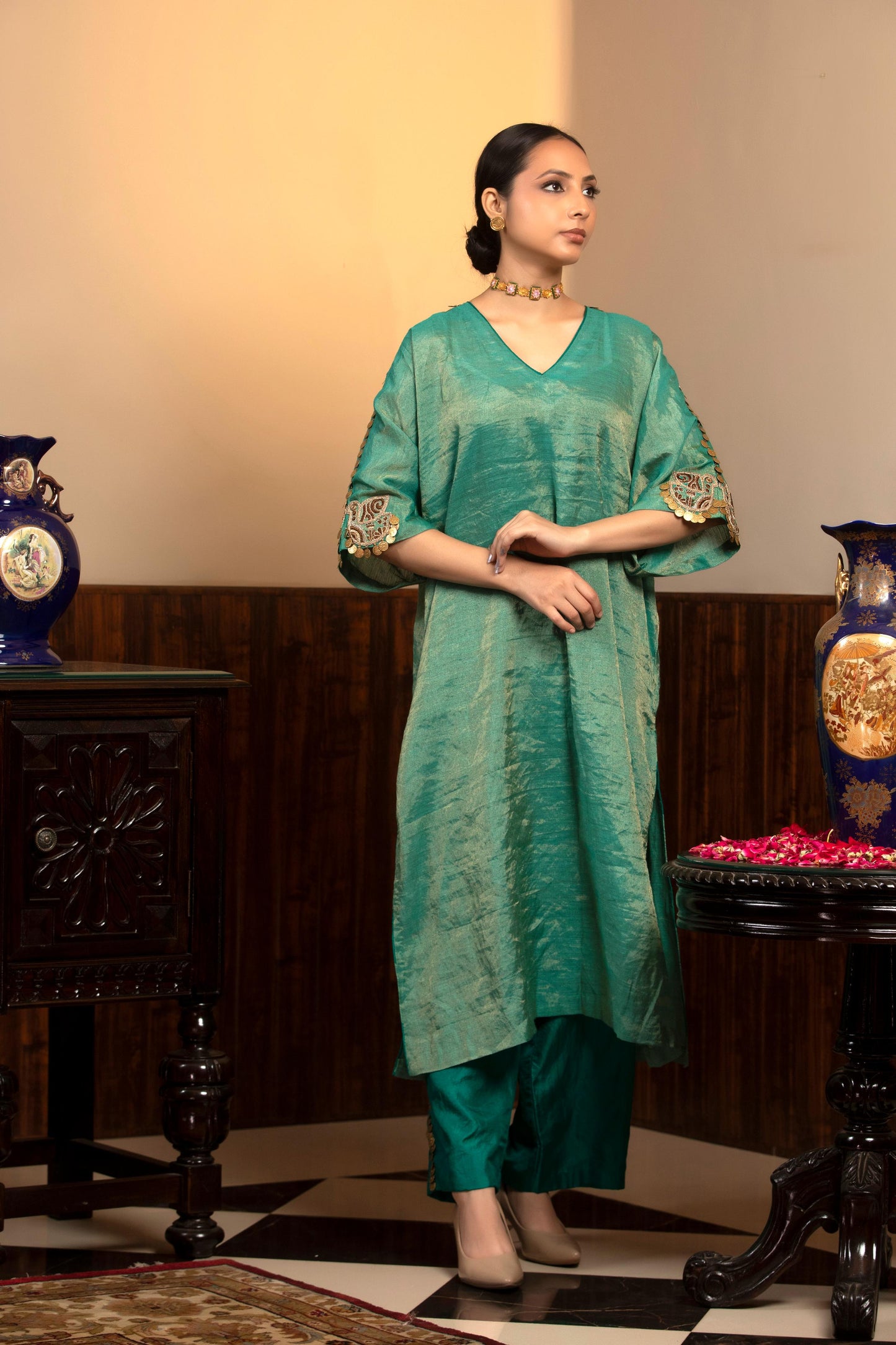 GREEN KURTA SET