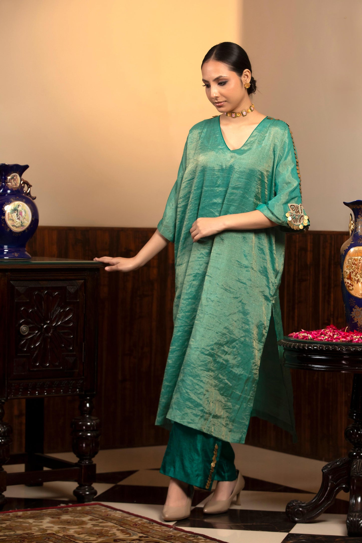 GREEN KURTA SET