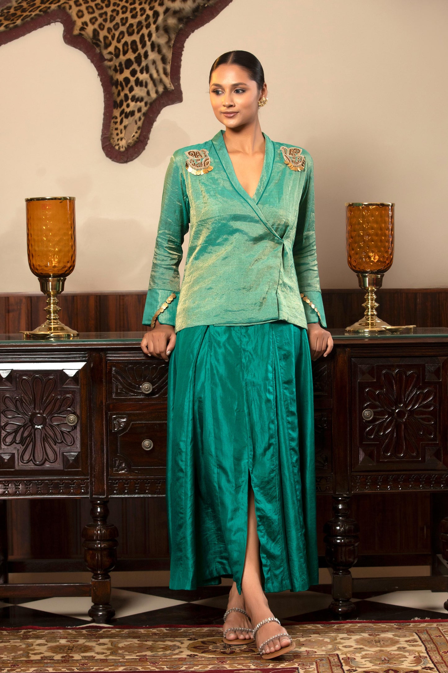 GREEN SKIRT SET