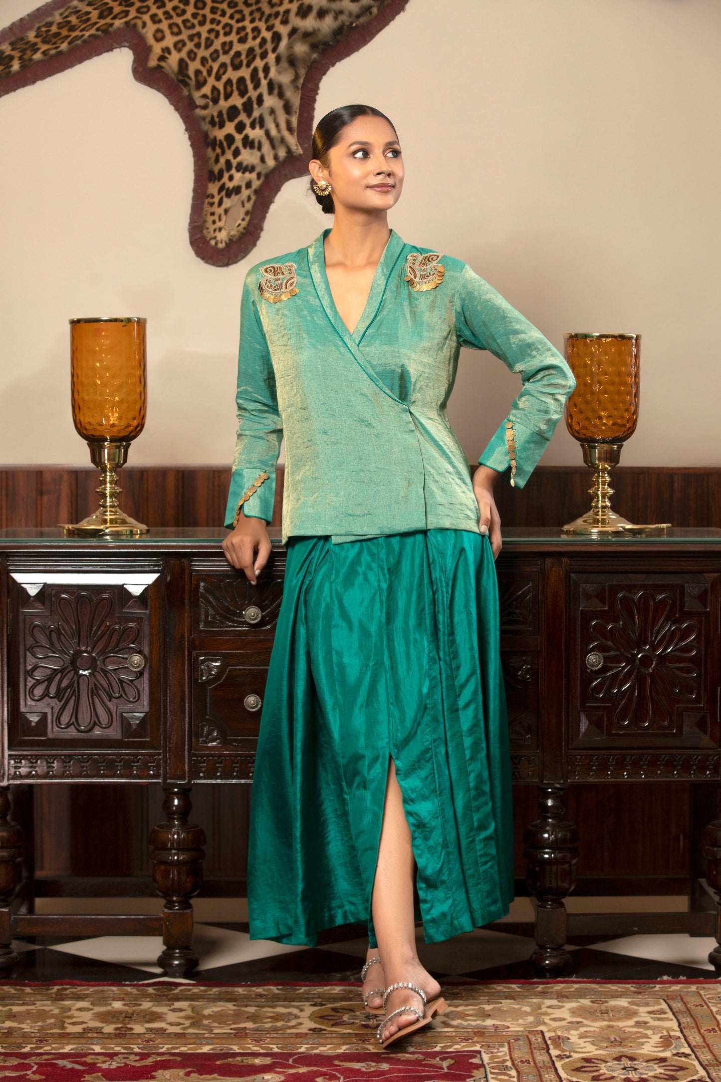 GREEN SKIRT SET
