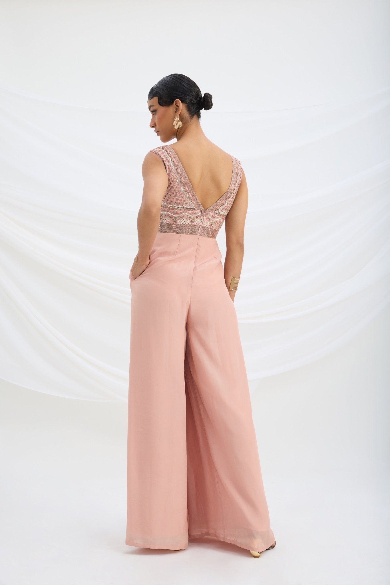 EMBROIDERED JUMPSUIT - White Maison de Couture