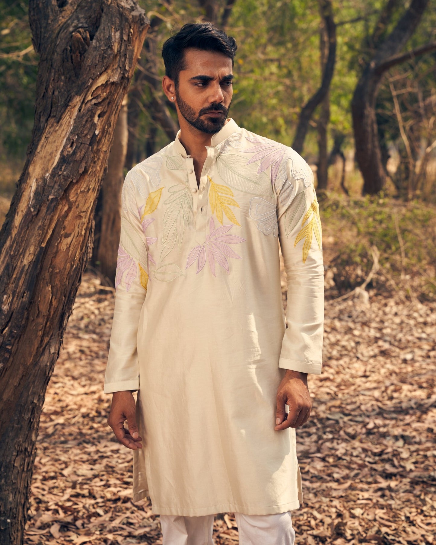 FOLIAGE KURTA SET - White Maison de Couture