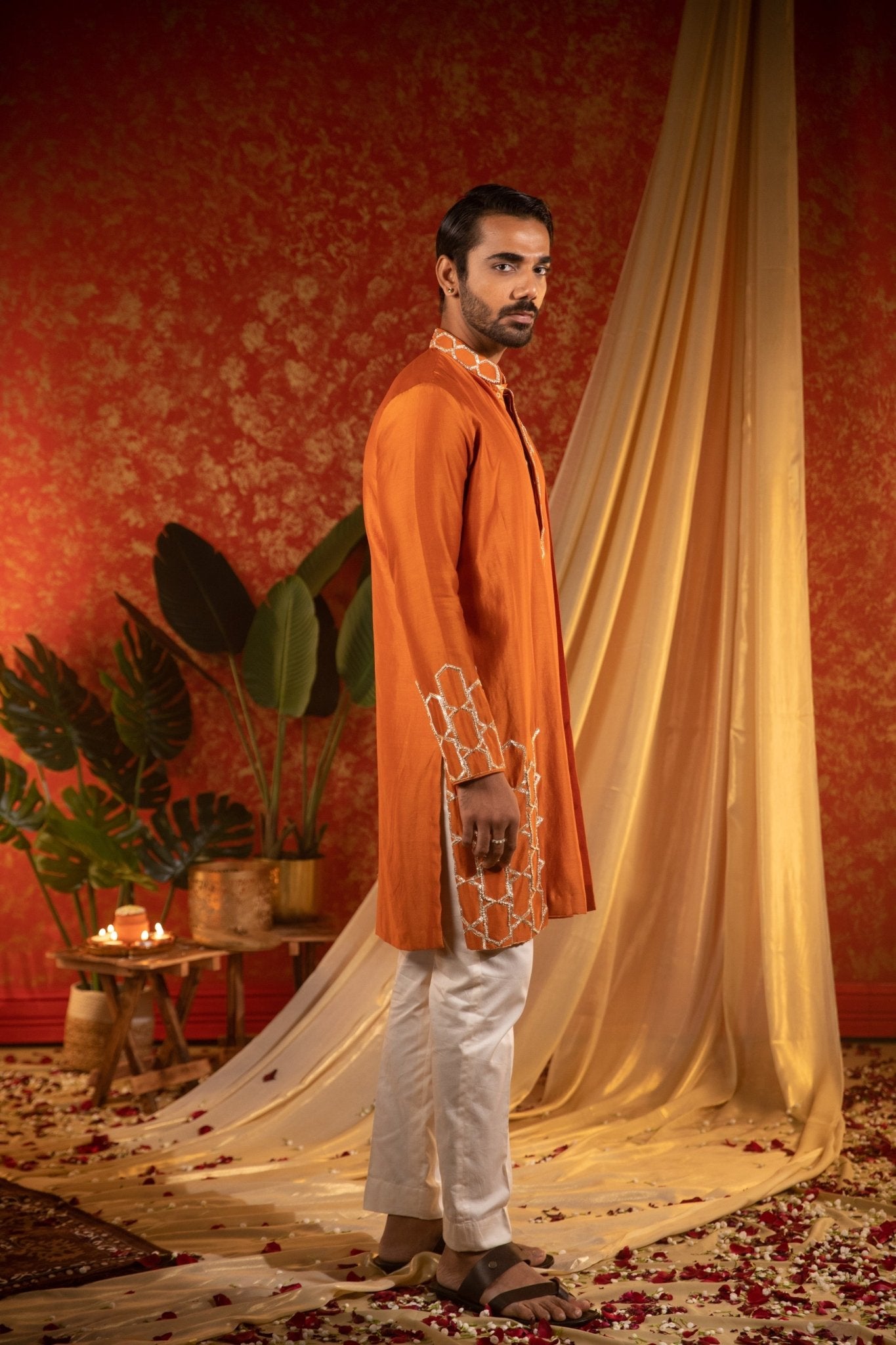 HONEYCOMB MOCK KURTA SET - White Maison de Couture
