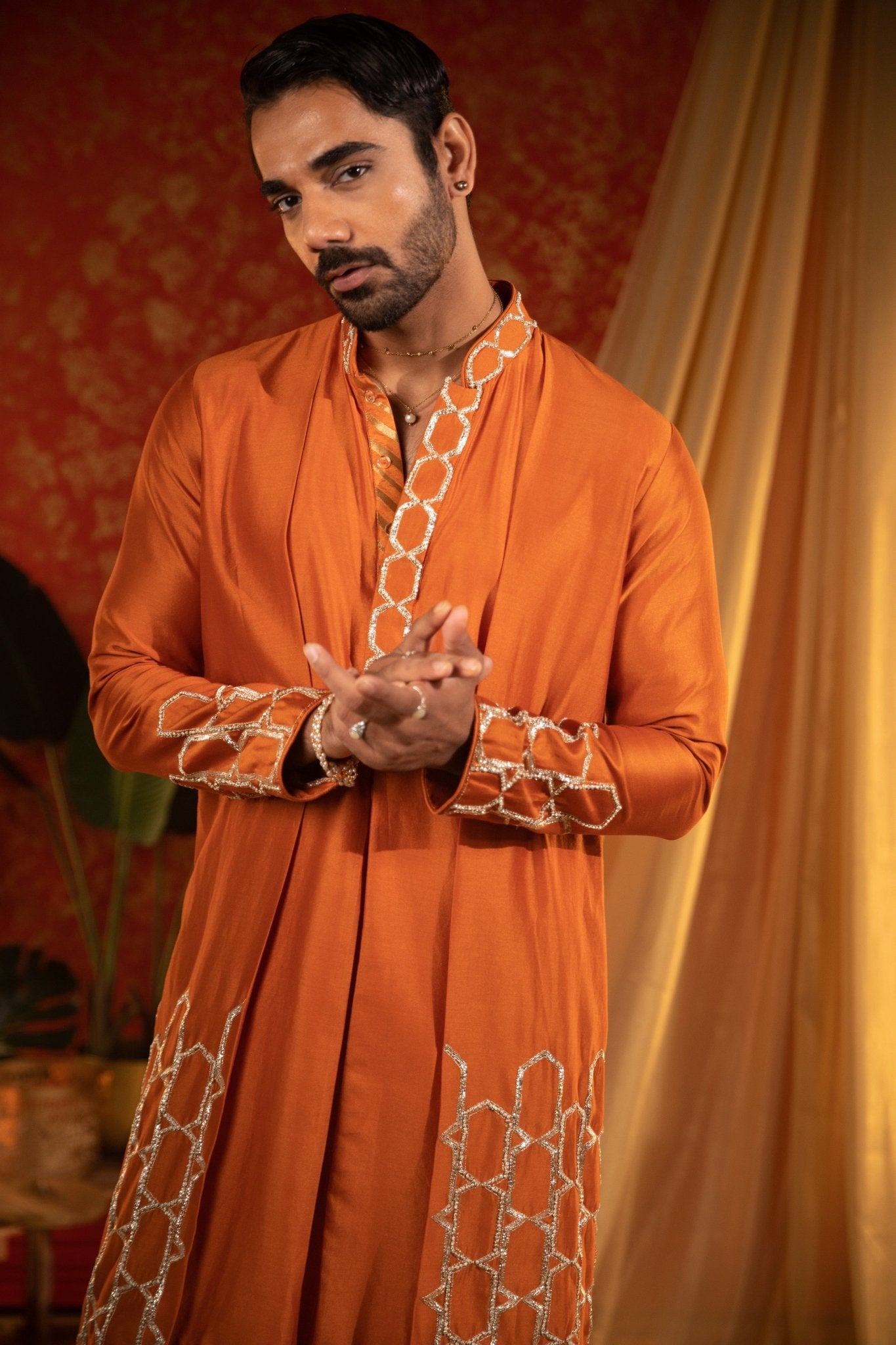 HONEYCOMB MOCK KURTA SET - White Maison de Couture