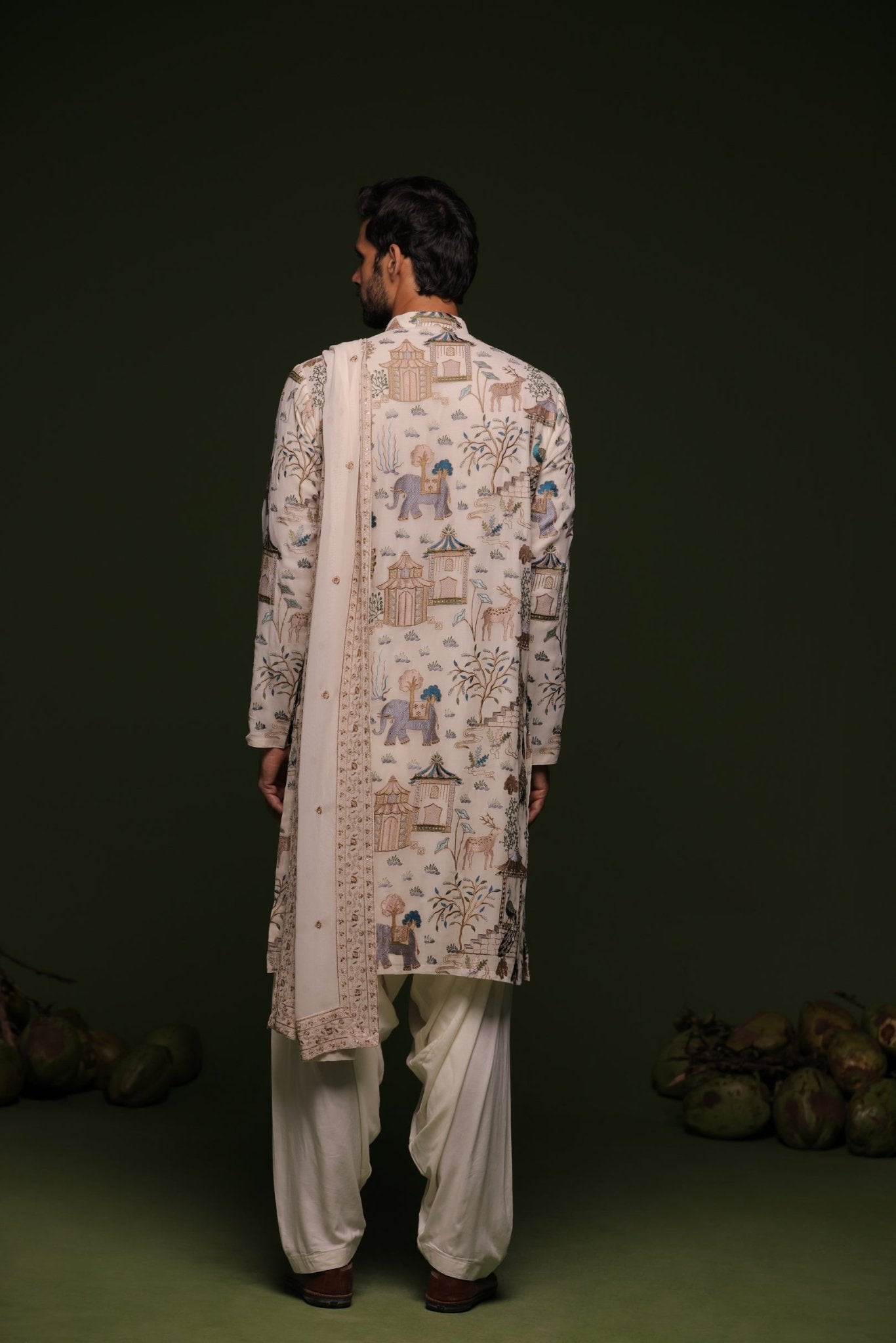 KUBERA MULTI KURTA SET WITH PATIYALA AND DUPATTA - White Maison de Couture