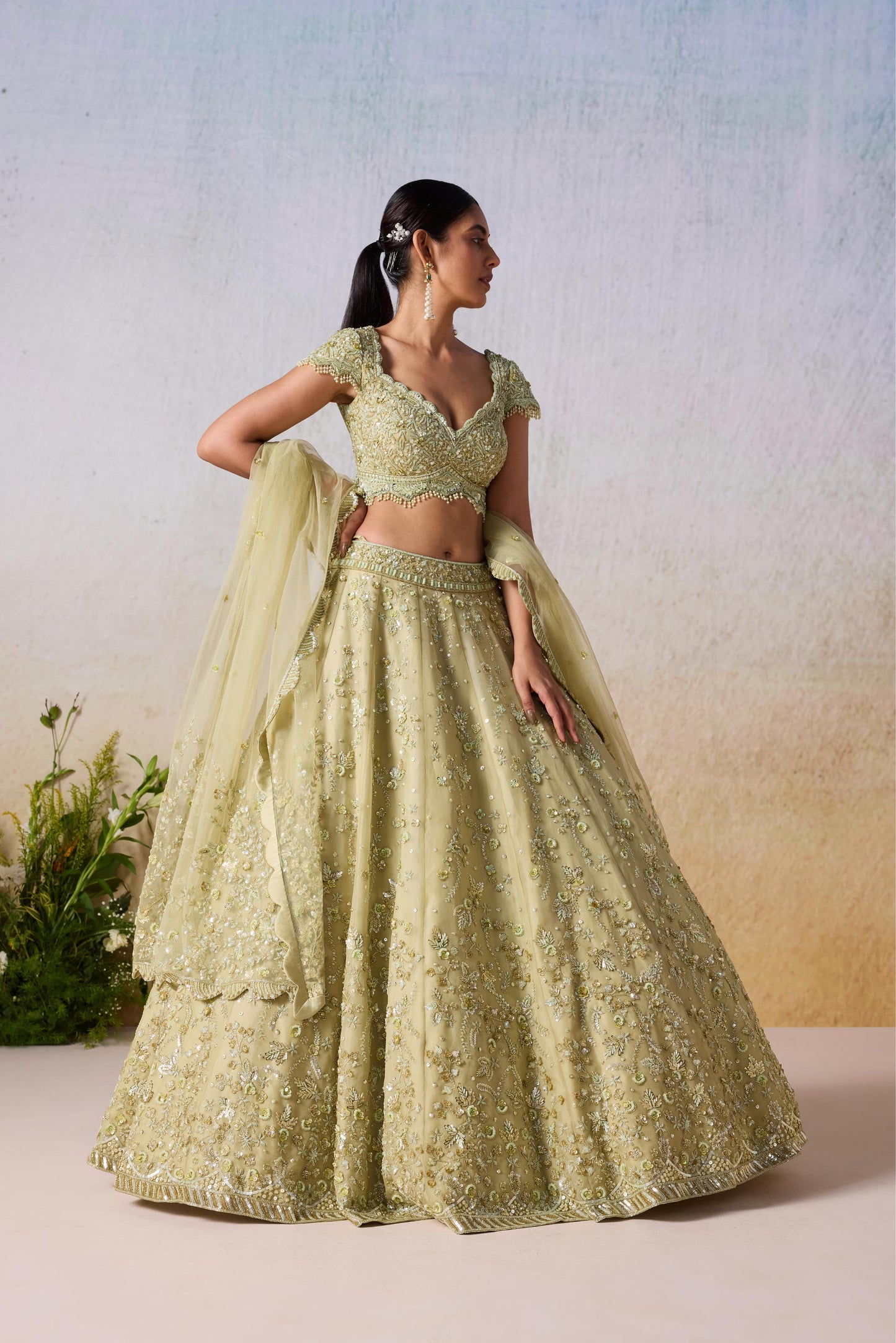 SAGE GREEN LEHENGA SET