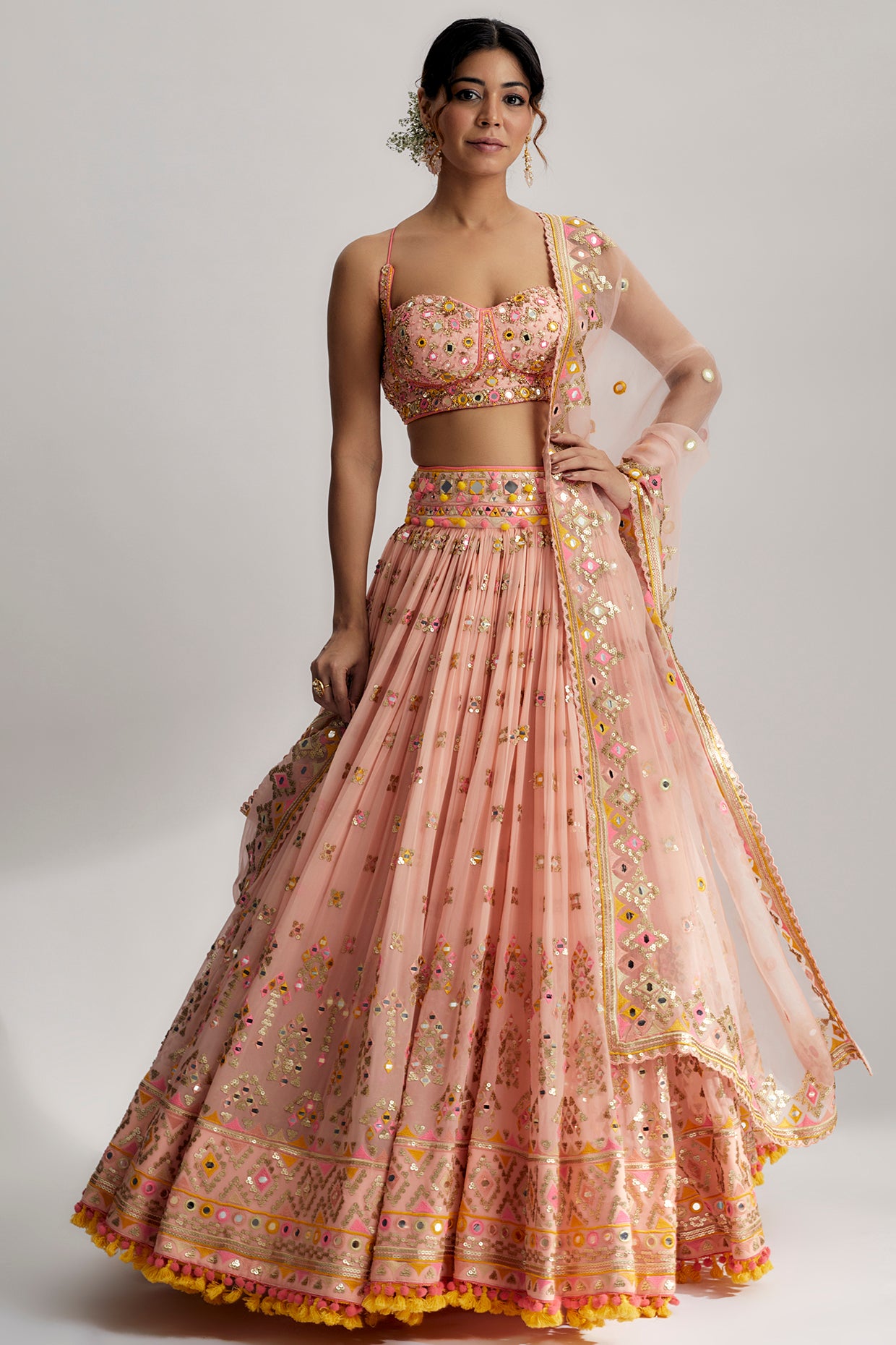 RUAH GATHERED LEHENGA SET