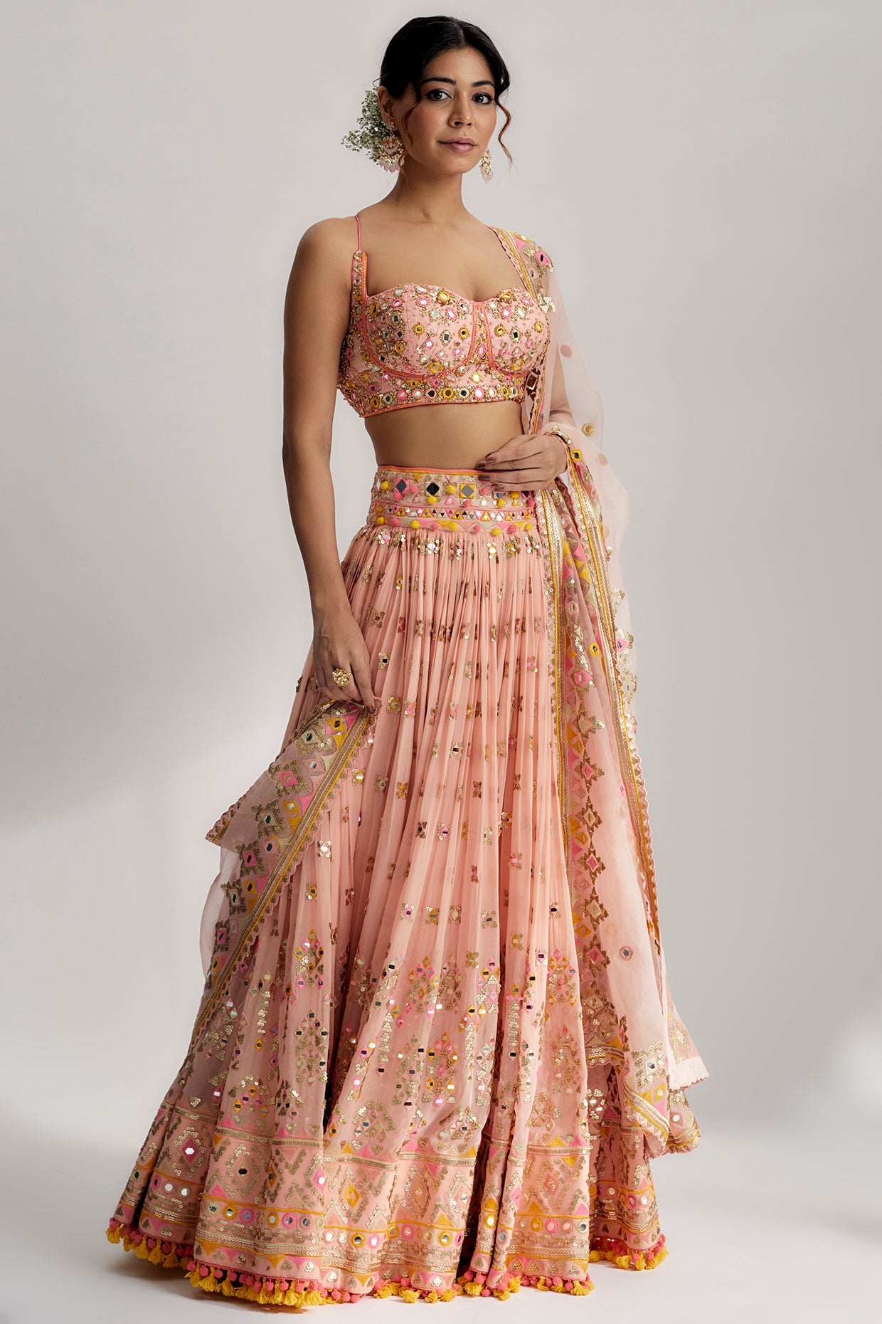 RUAH GATHERED LEHENGA SET