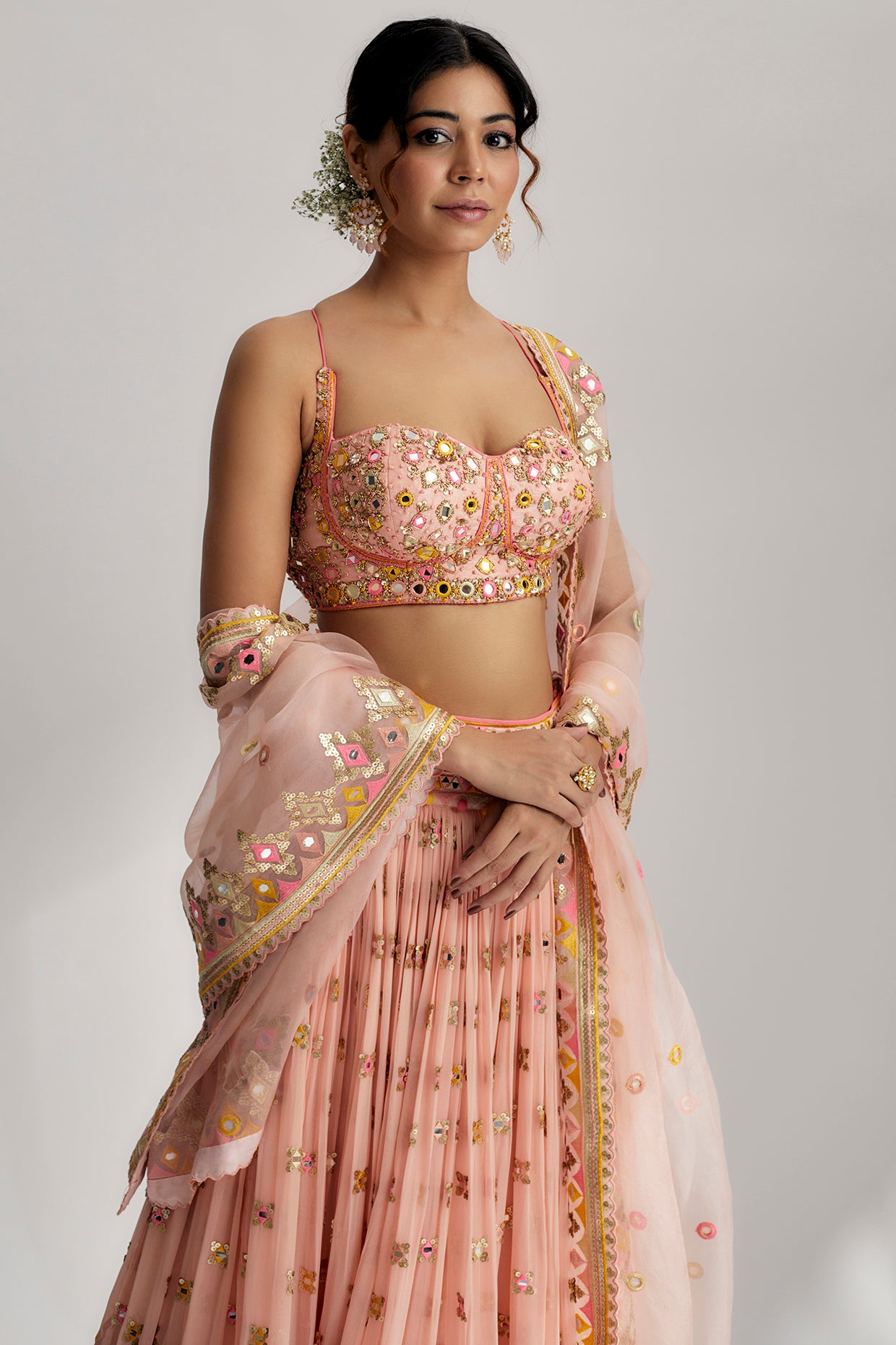 RUAH GATHERED LEHENGA SET