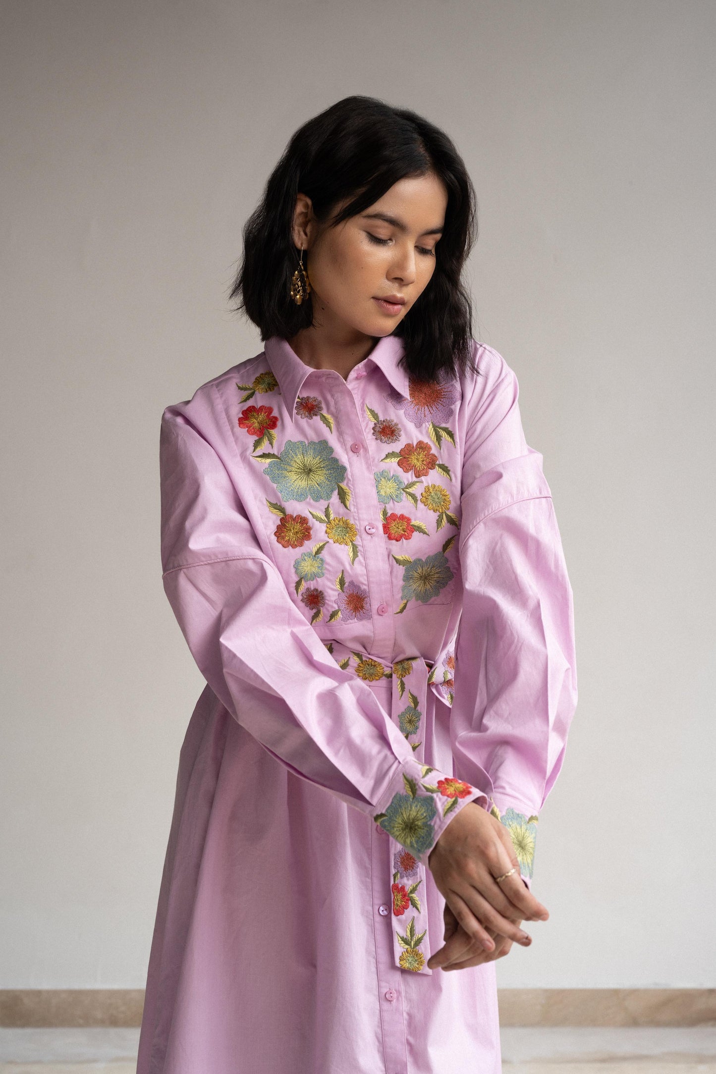 ORCHID BOUQUET SHIRT DRESS