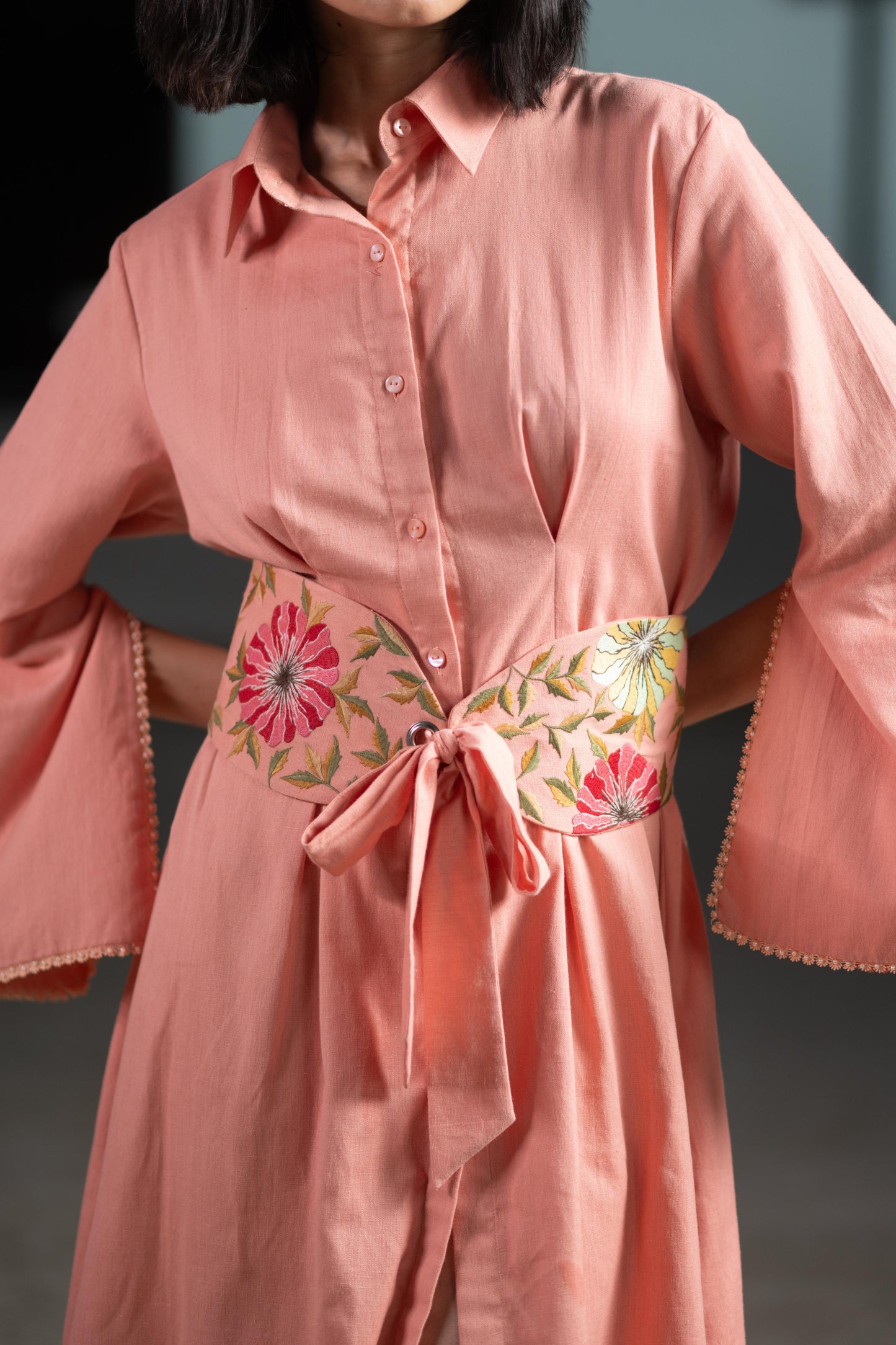 CORAL FLORAL DRESS