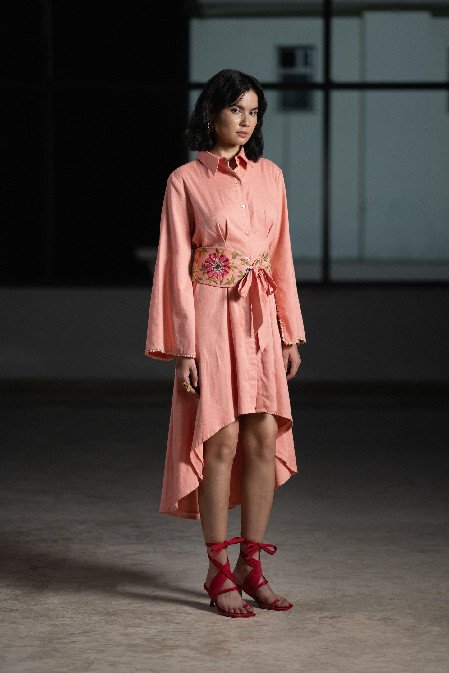 CORAL FLORAL DRESS