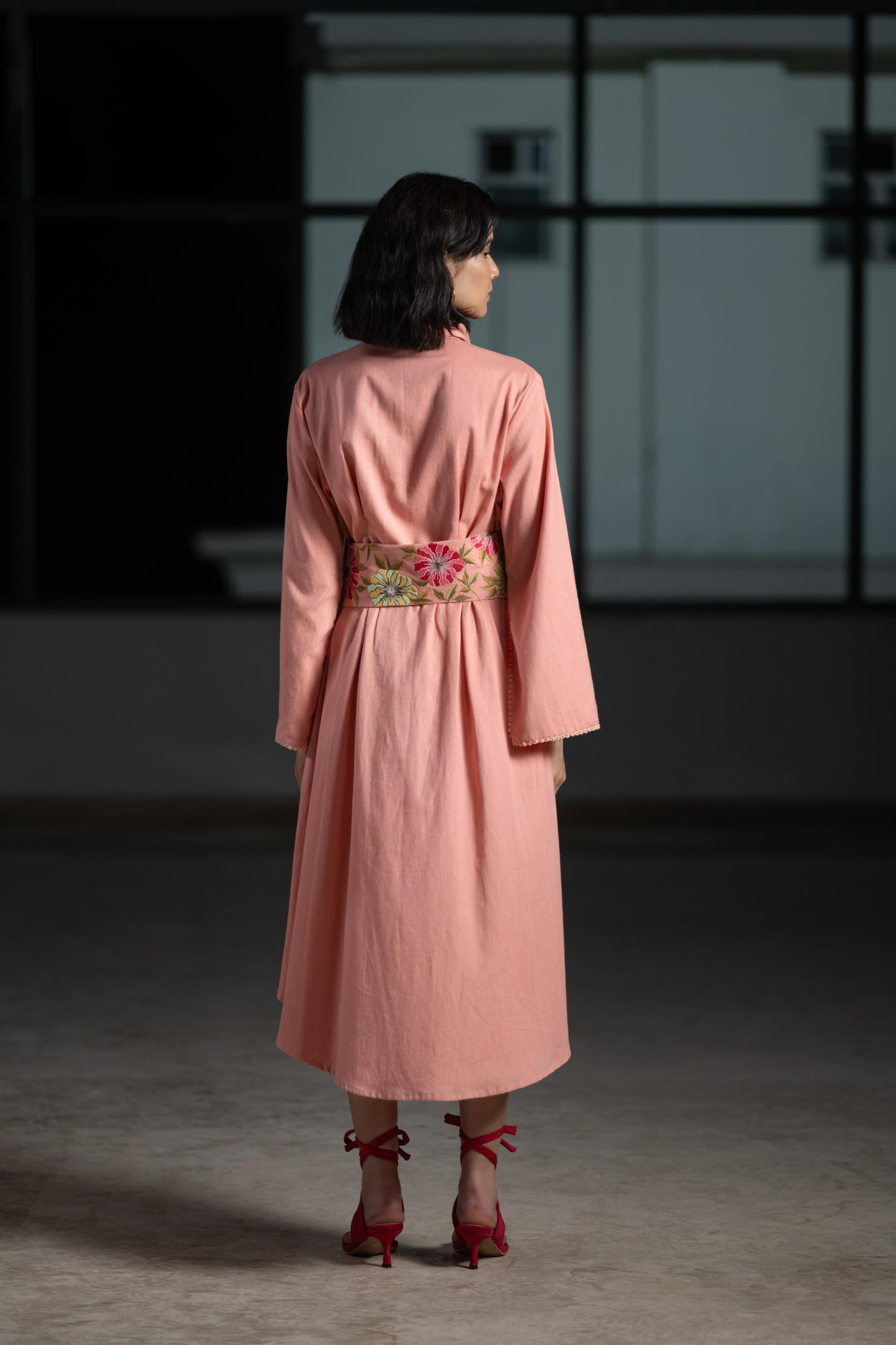 CORAL FLORAL DRESS