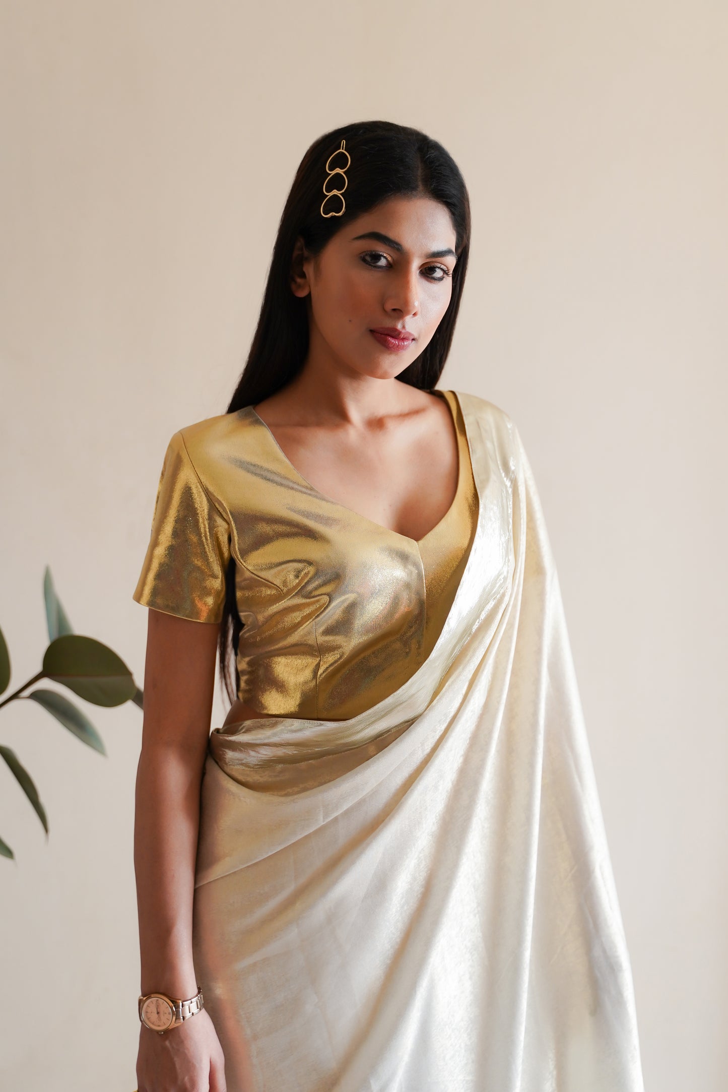 SHIMMER SAREE WITH GOLD BLOUSE