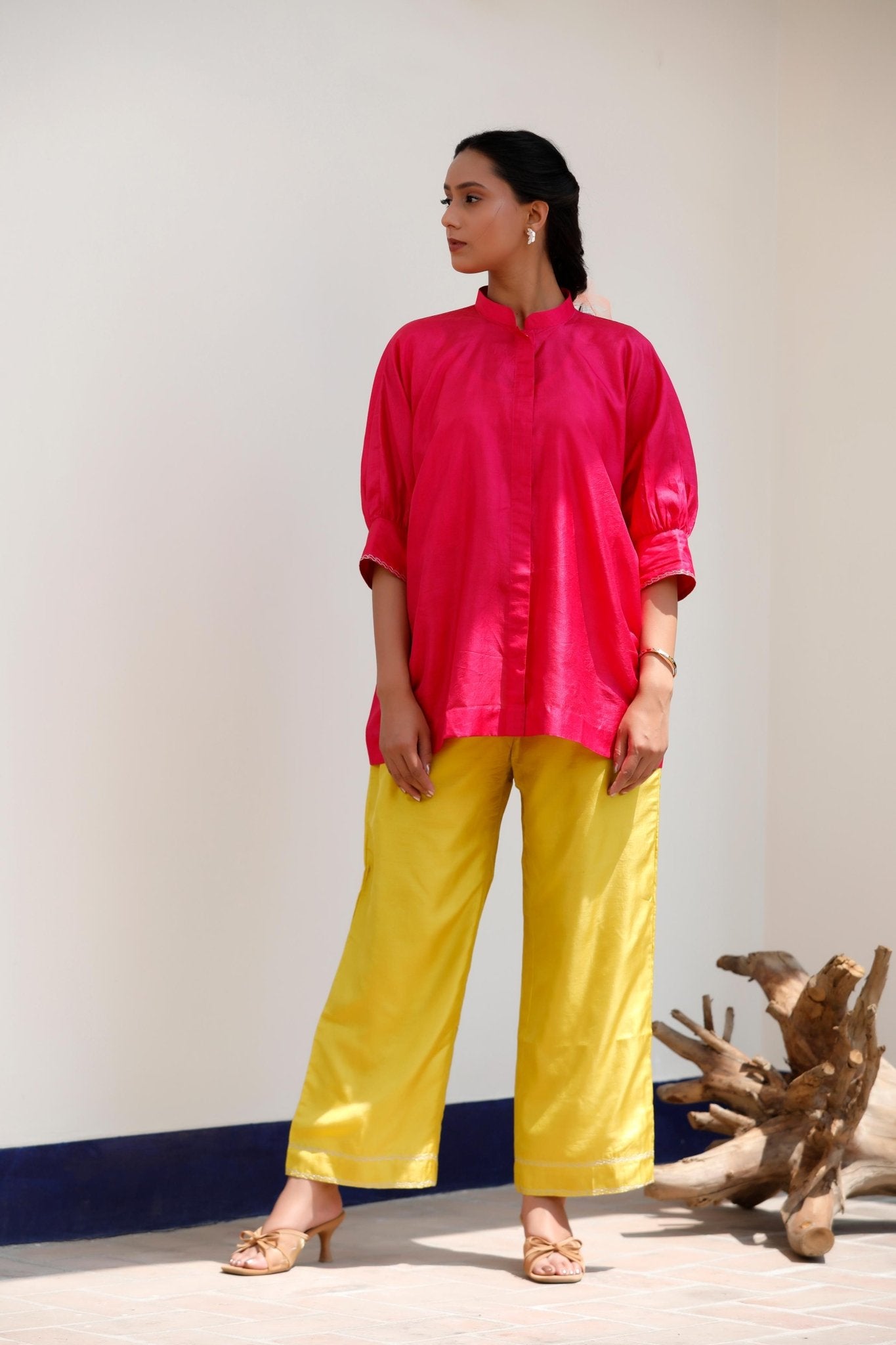PINK & YELLOW PANT SET - White Maison de Couture