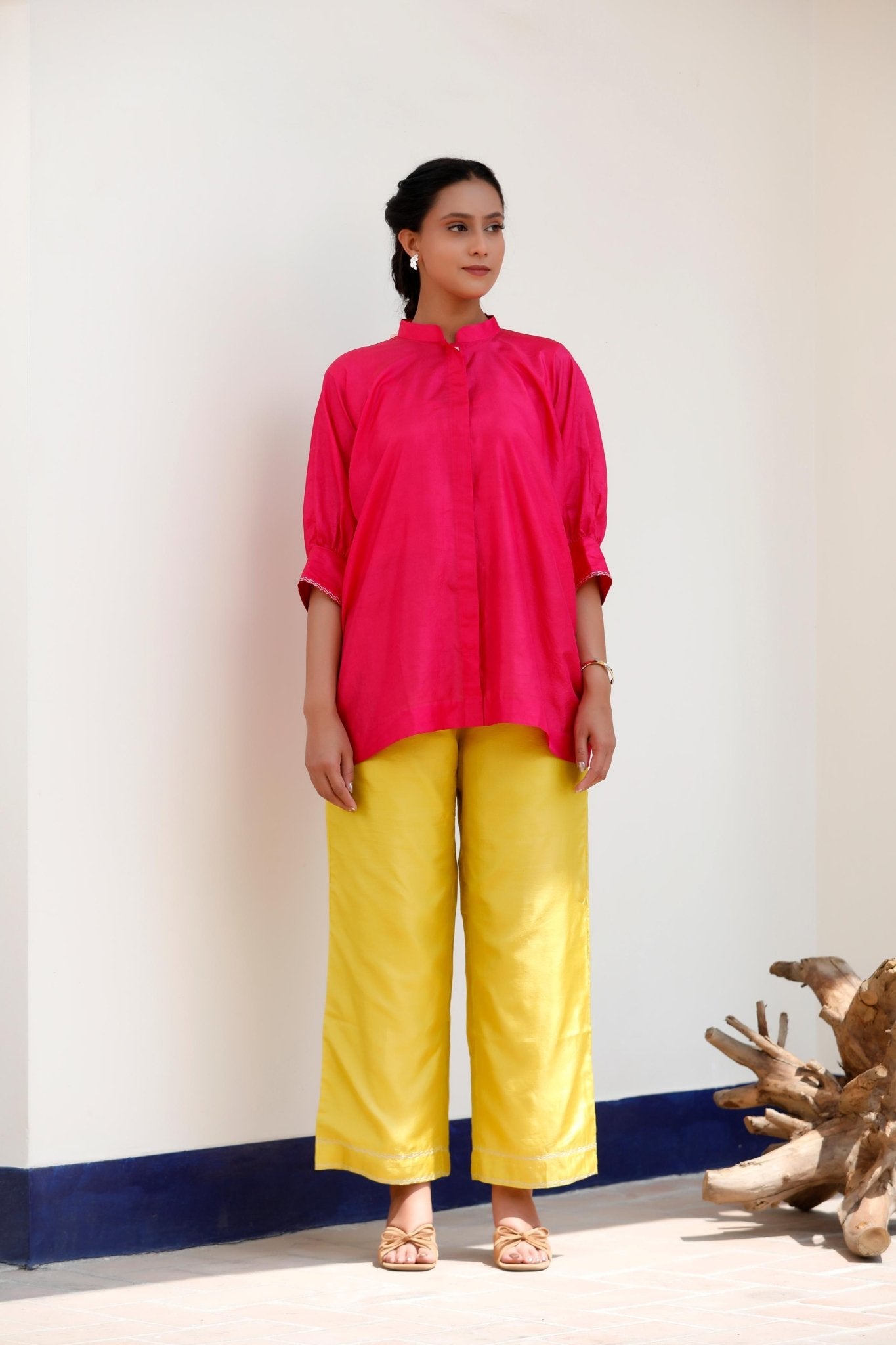 PINK & YELLOW PANT SET - White Maison de Couture