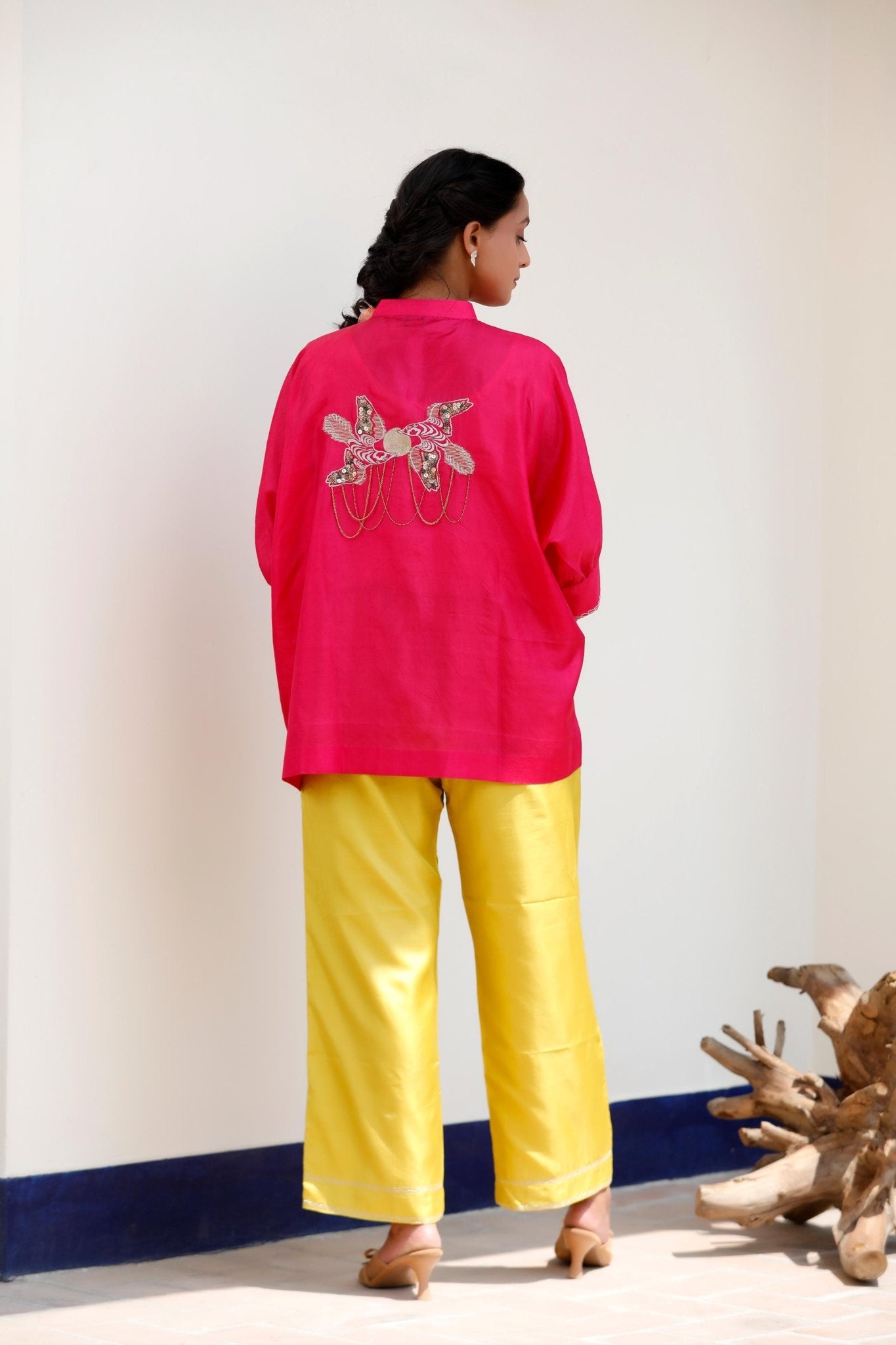 PINK & YELLOW PANT SET - White Maison de Couture