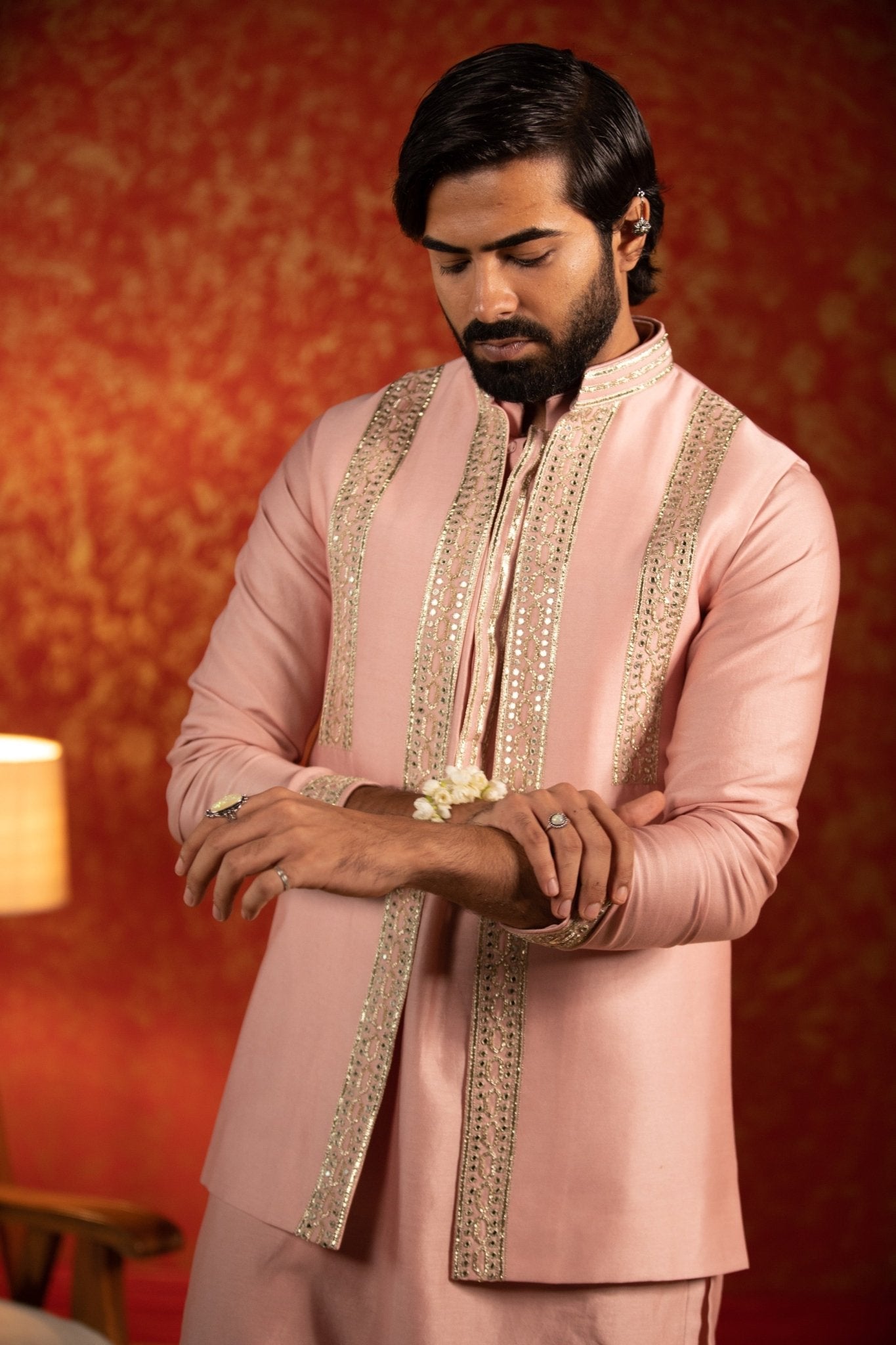 RACE TRACK KURTA BANDI SET - White Maison de Couture