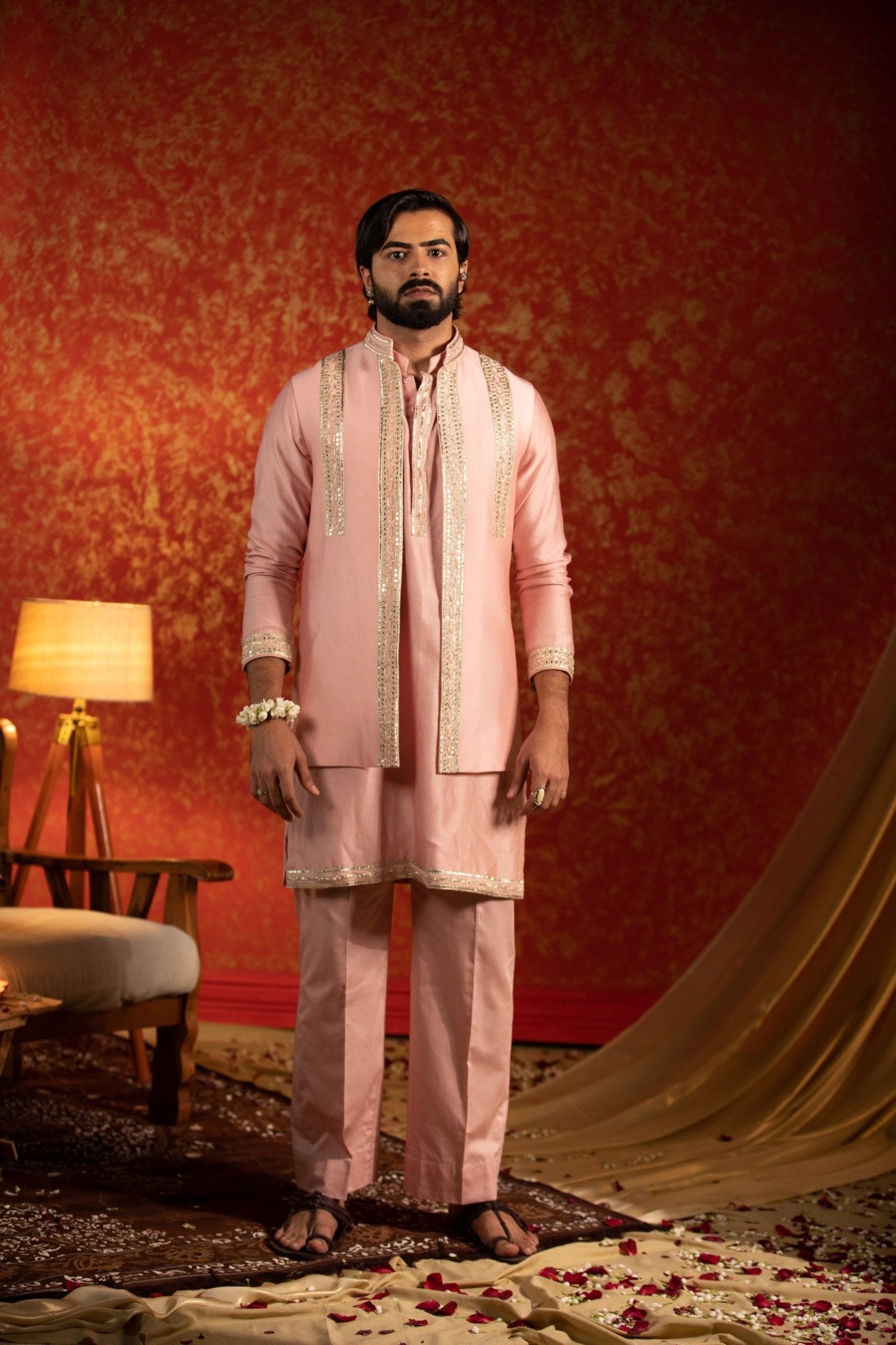 RACE TRACK KURTA BANDI SET - White Maison de Couture
