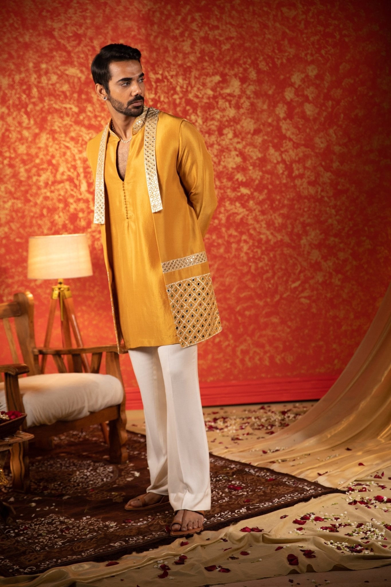 ROYAL KURTA BANDI SET - White Maison de Couture
