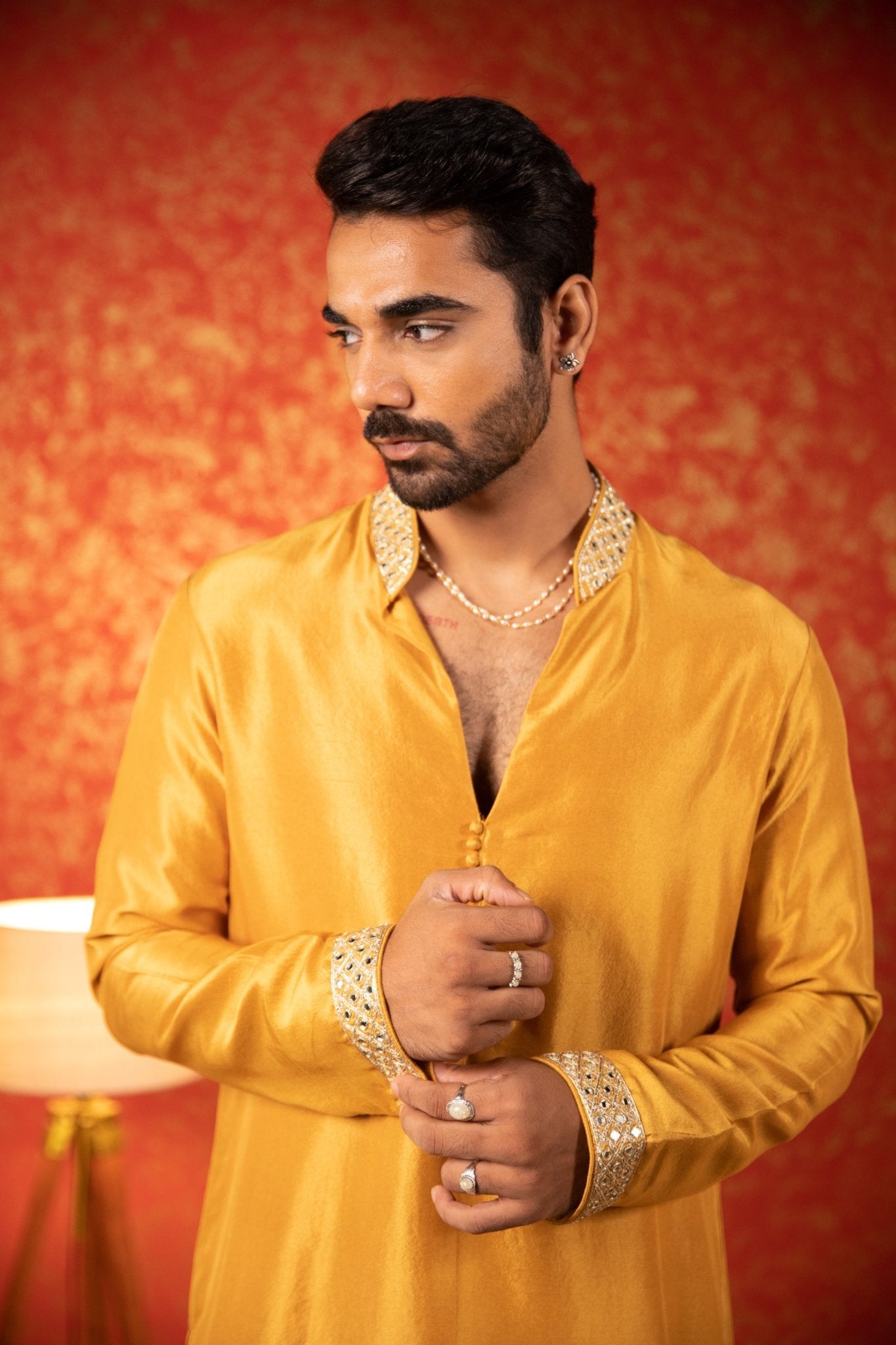 ROYAL KURTA BANDI SET - White Maison de Couture