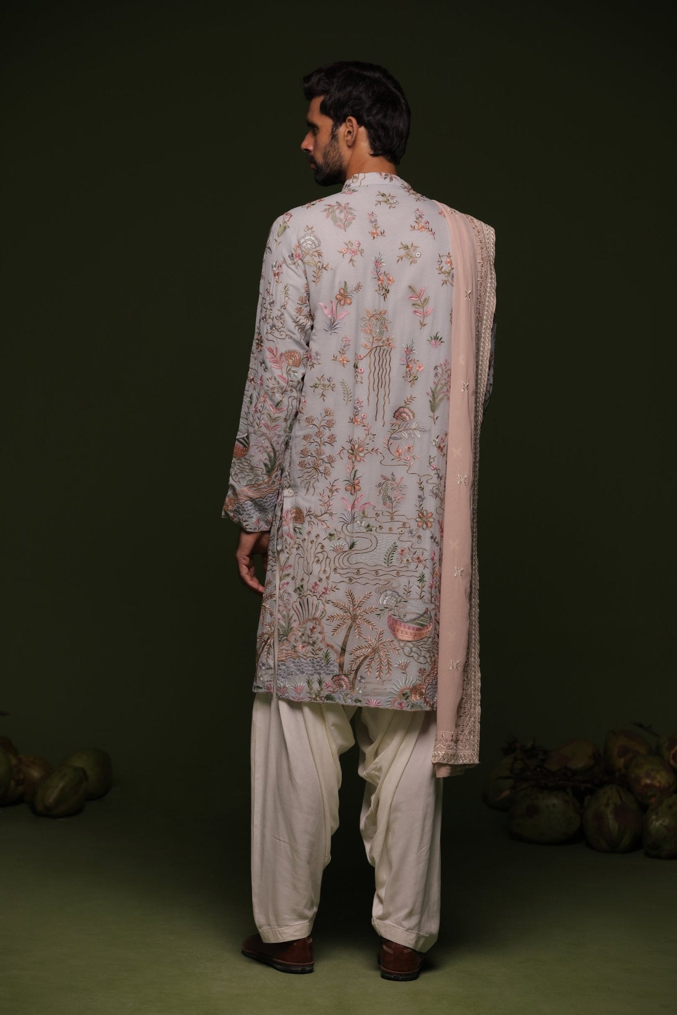 SADA MULTI KURTA SET WITH PATIYALA AND DUPATTA - White Maison de Couture