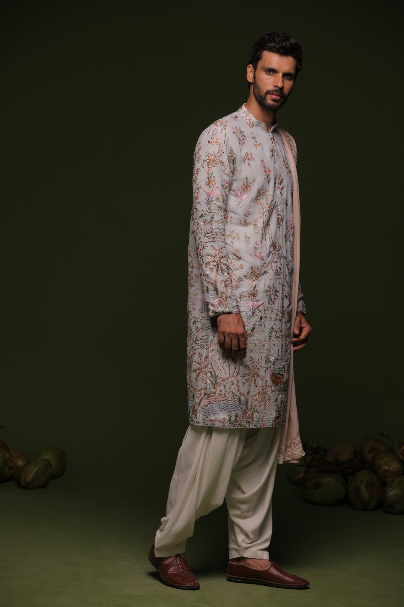 SADA MULTI KURTA SET WITH PATIYALA AND DUPATTA - White Maison de Couture