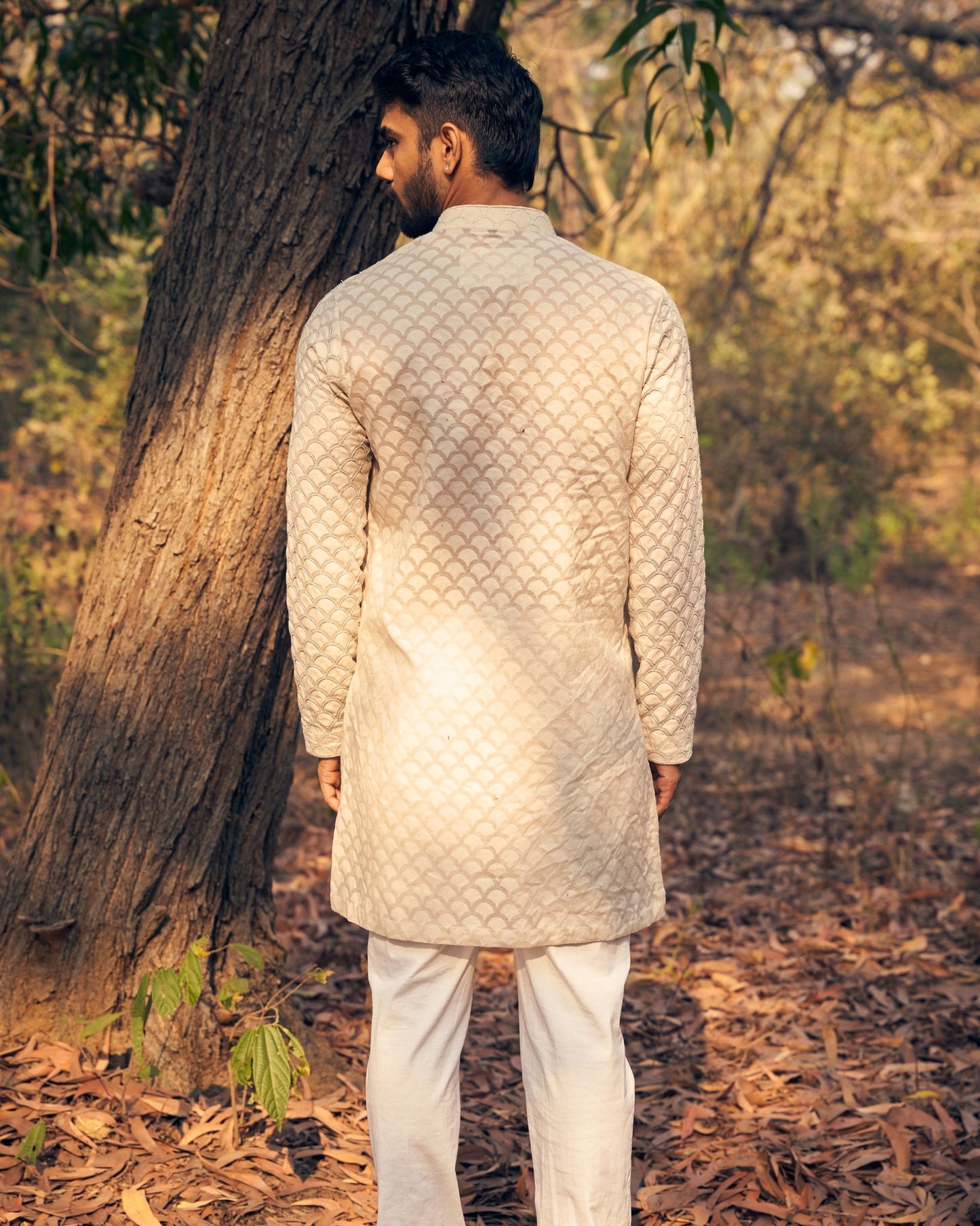 SCALLOP KURTA SET - White Maison de Couture