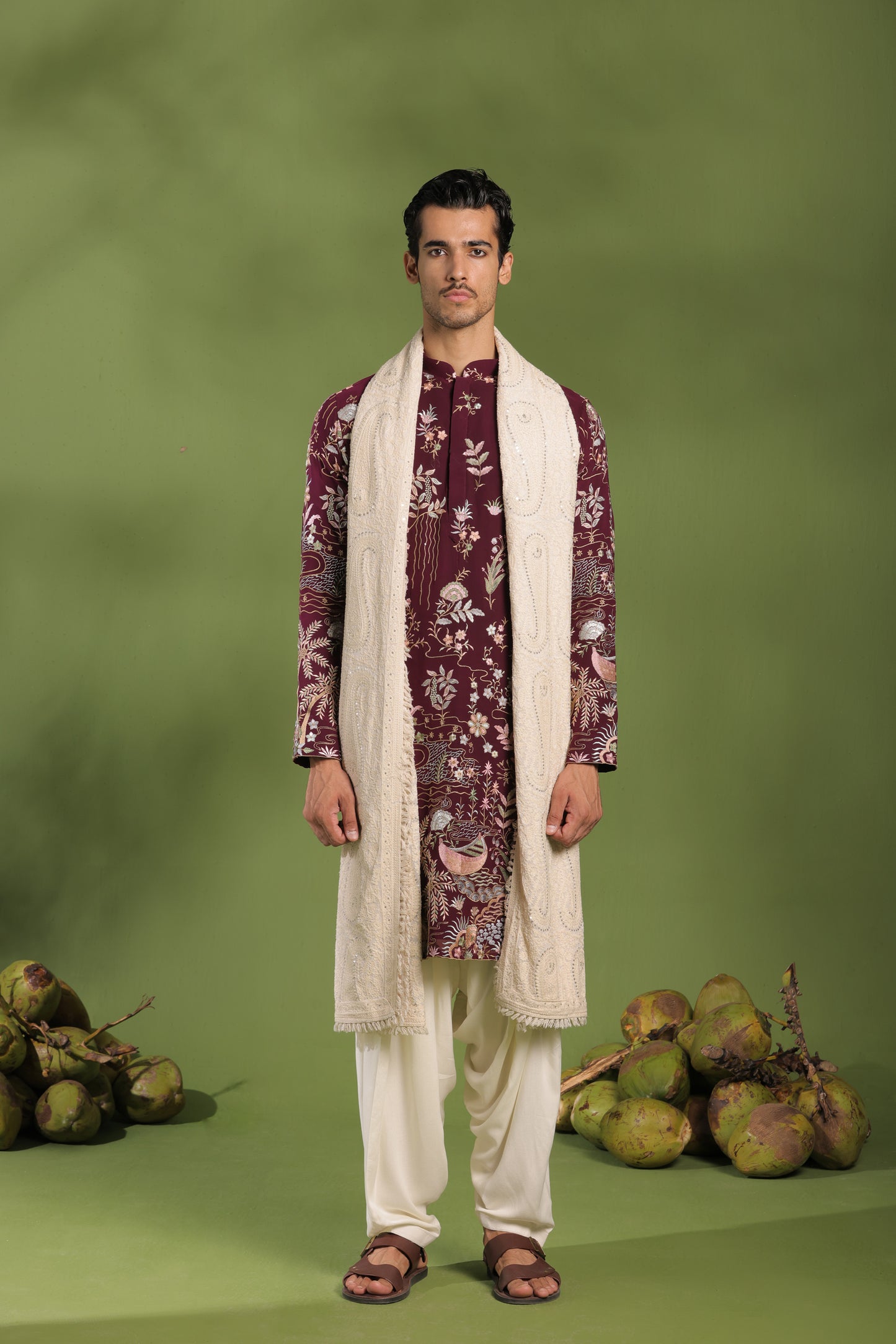 VIDYUT WINE KURTA PATIYALA SET WITH DUPATTA
