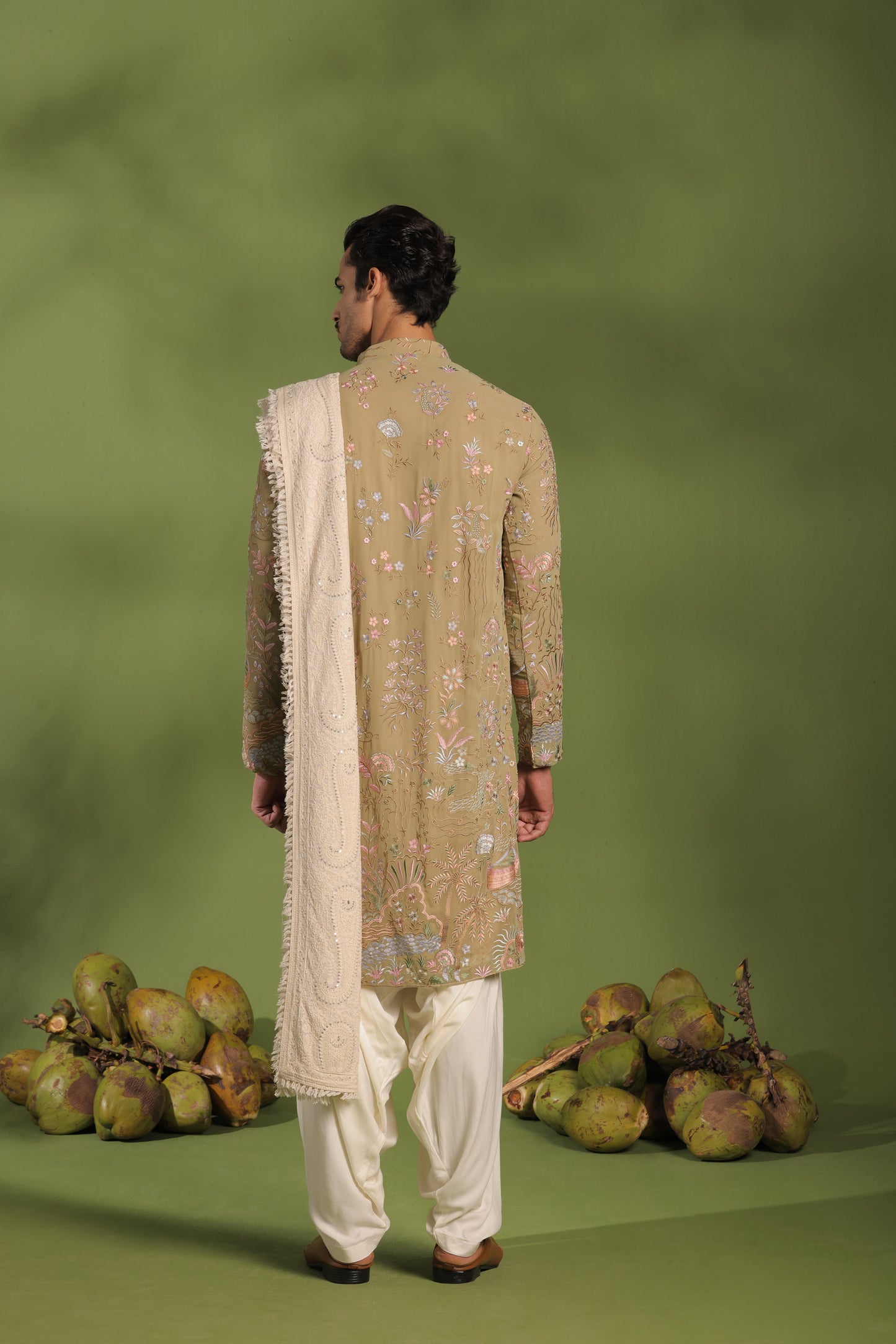 VIVEK MEHANDI KURTA PATIYALA SET WITH DUPATTA
