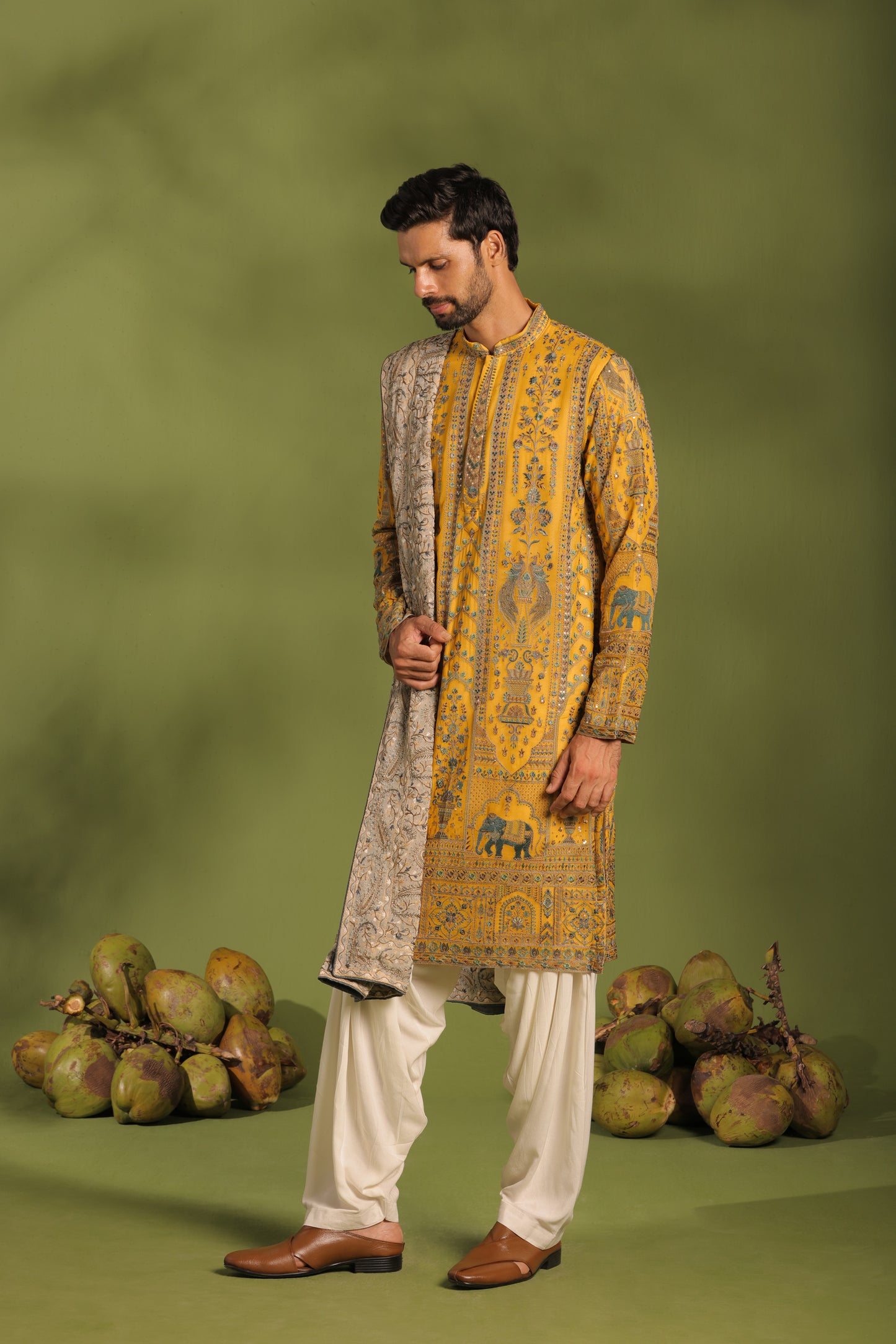 MANTRIN HALDI KURTA PATIYALA SET WITH DUPATTA