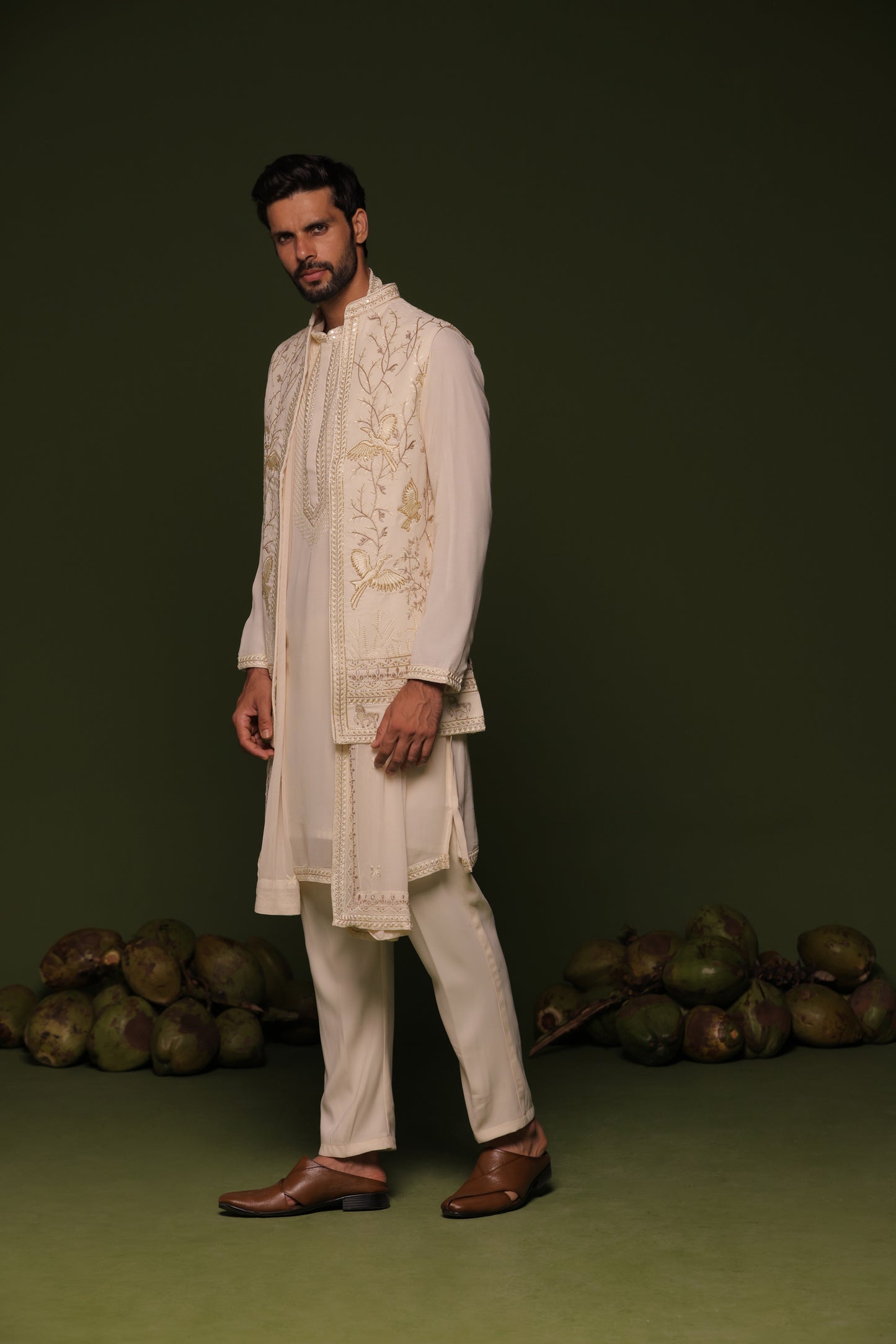 ABHAY LIGHT PINK JACKET KURTA SET WITH DUPATTA