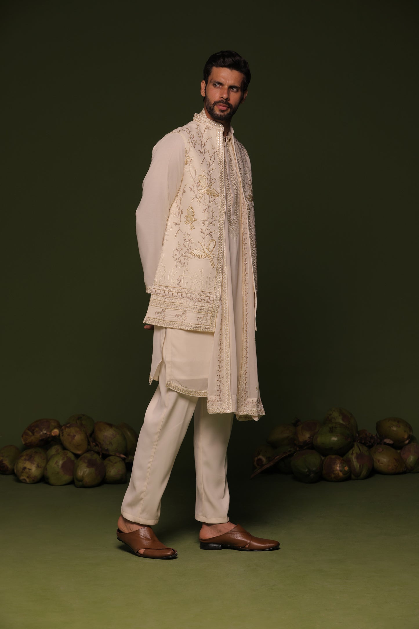 ABHAY LIGHT PINK JACKET KURTA SET WITH DUPATTA