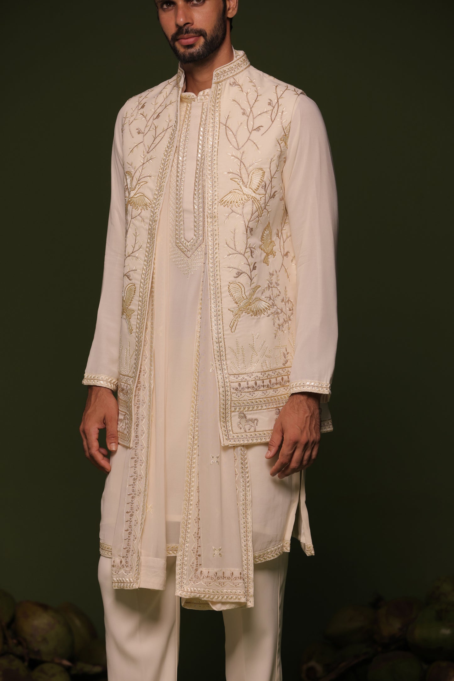 ABHAY LIGHT PINK JACKET KURTA SET WITH DUPATTA