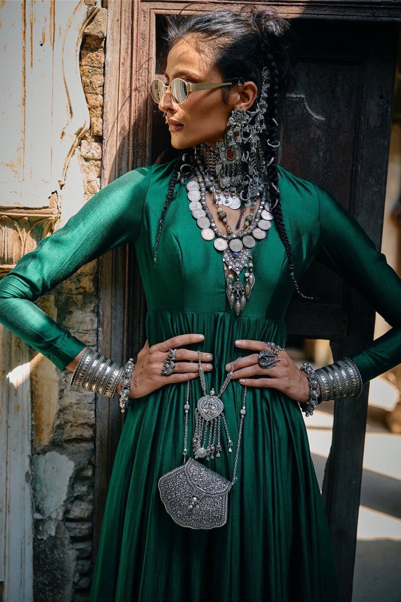 SILK PLAIN ANARKALI - White Maison de Couture