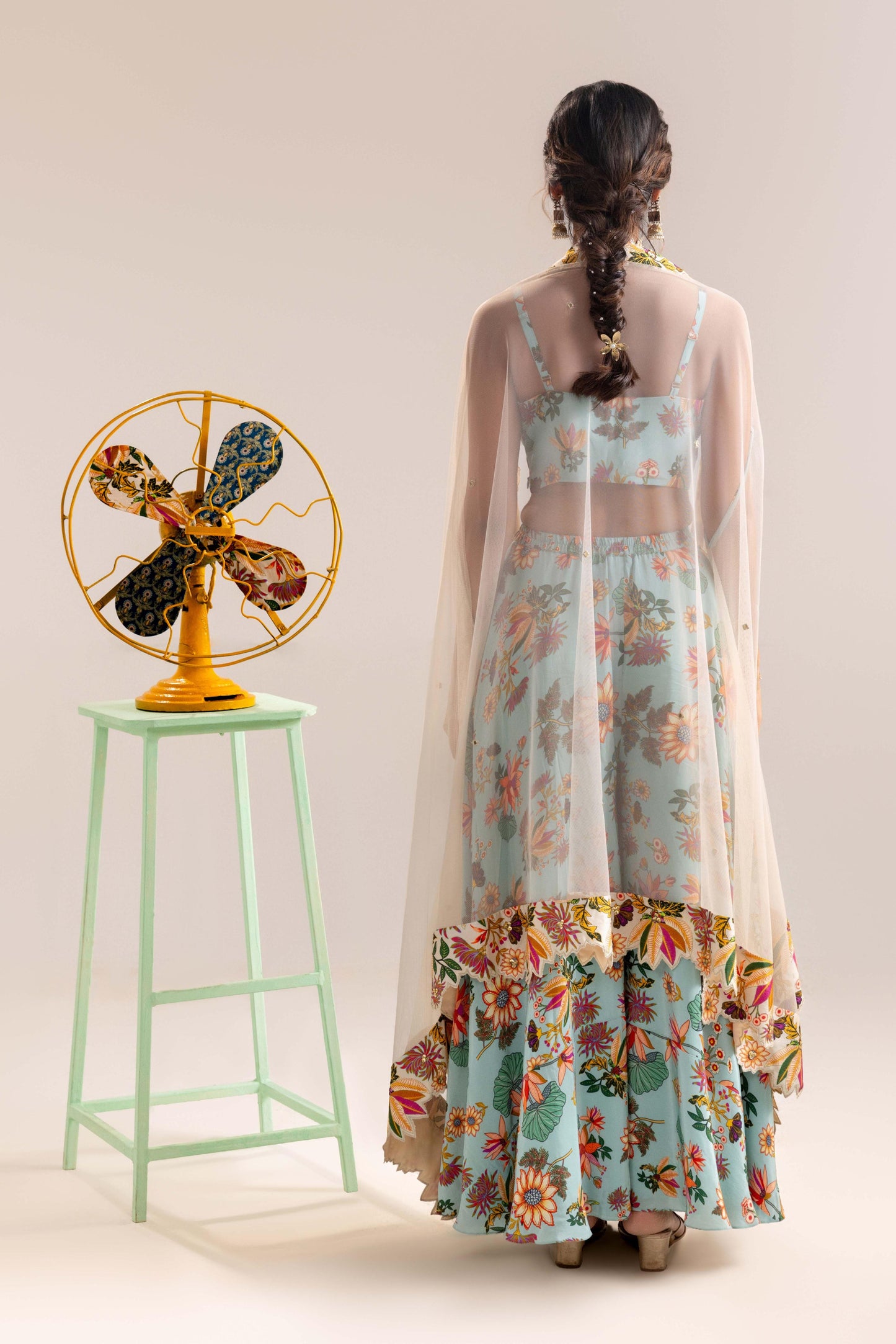 AARANI EMBROIDERED PALAZZO SET WITH A CAPE