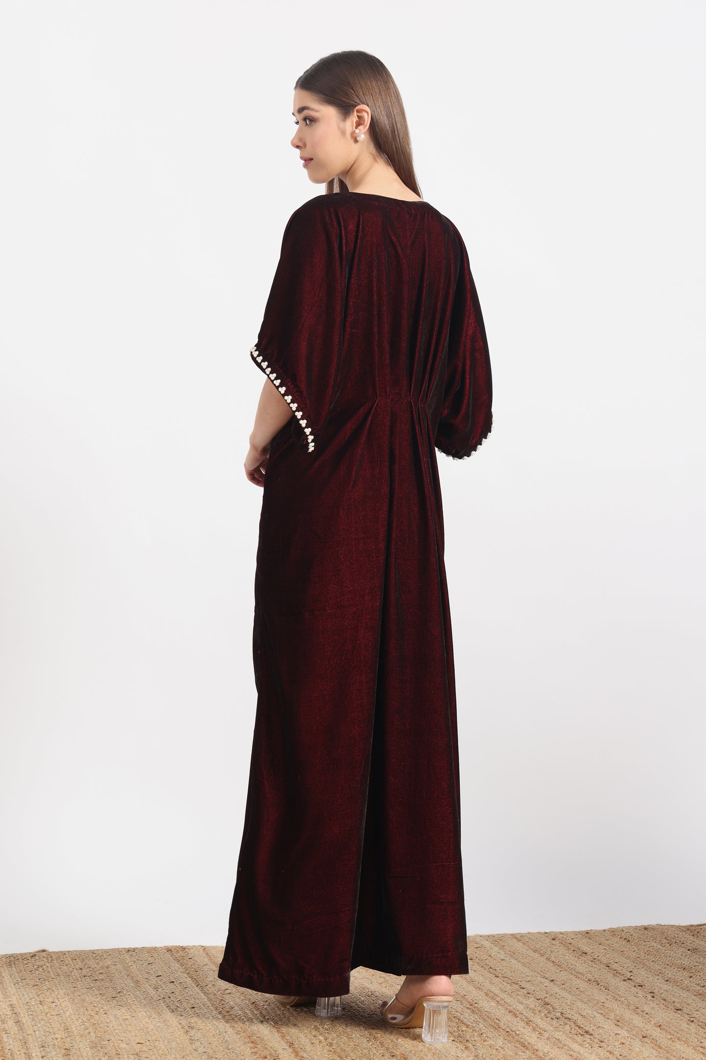 MAROON MAYURA KAFTAAN