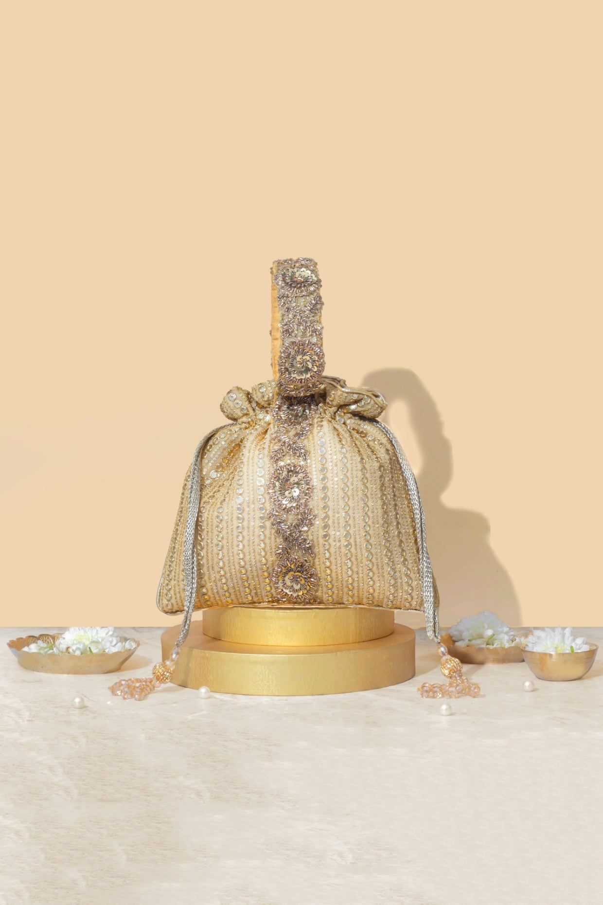 YARI EMBROIDERED POTLI - GOLD