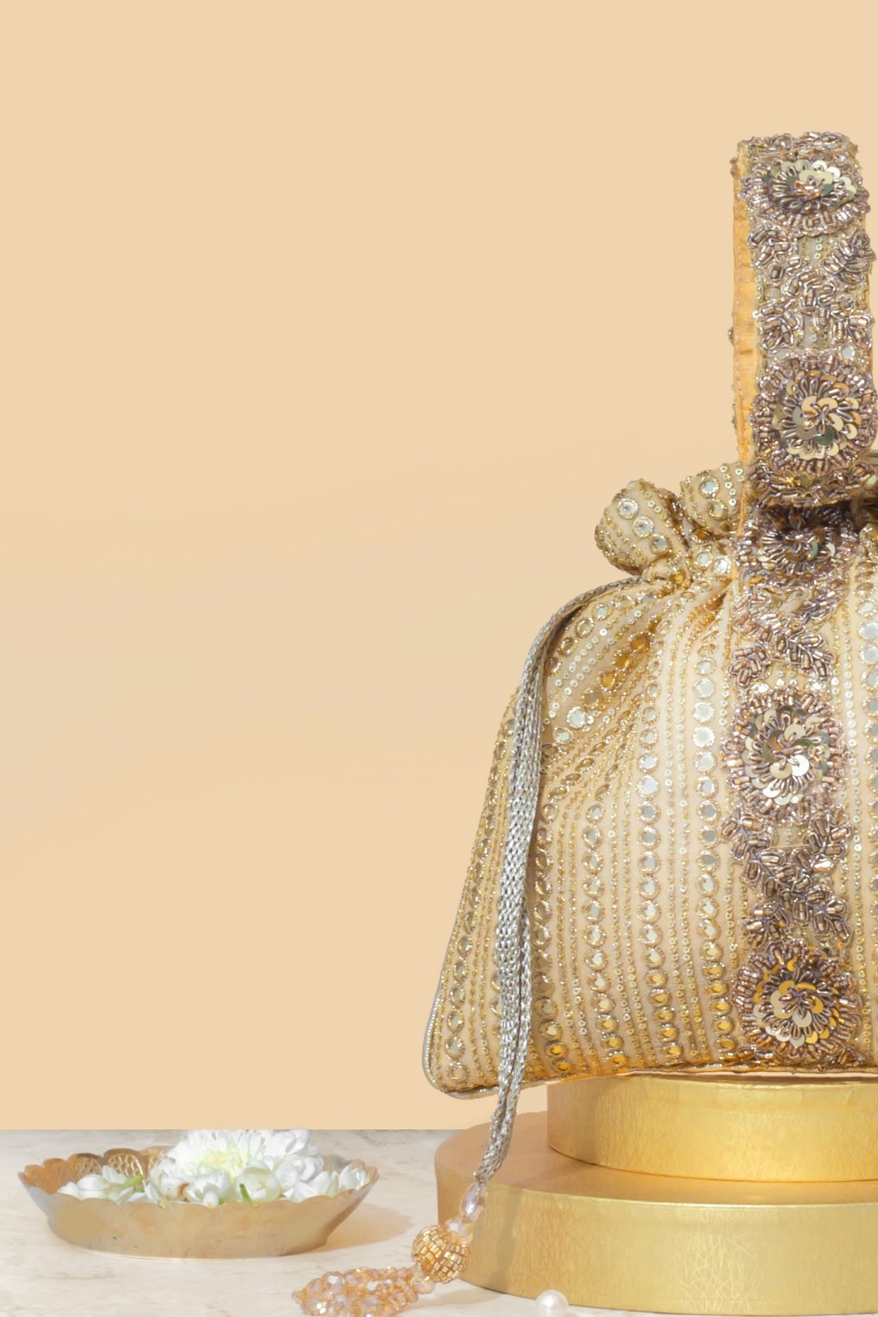 YARI EMBROIDERED POTLI - GOLD