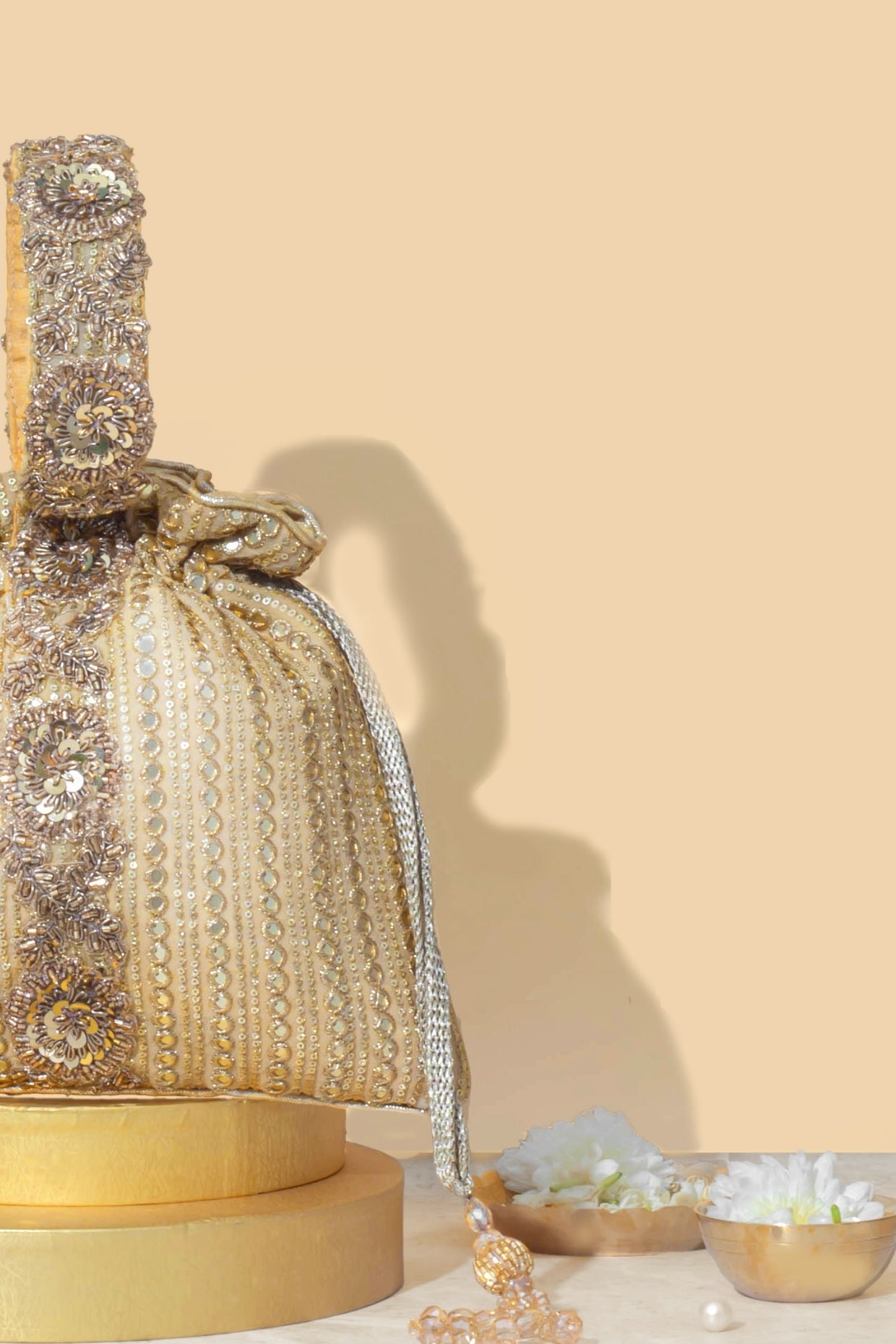 YARI EMBROIDERED POTLI - GOLD