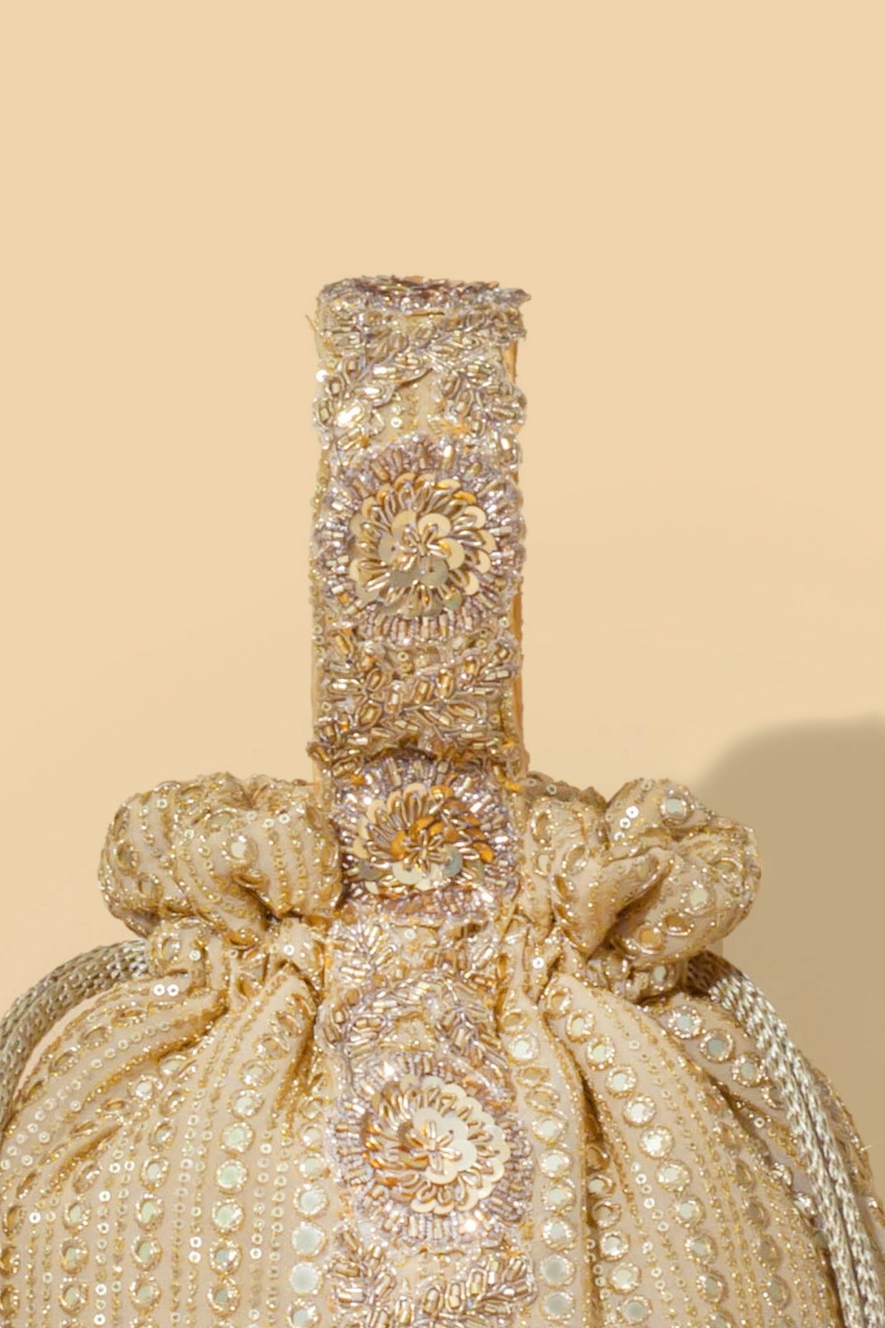 YARI EMBROIDERED ROUND POTLI - GOLD
