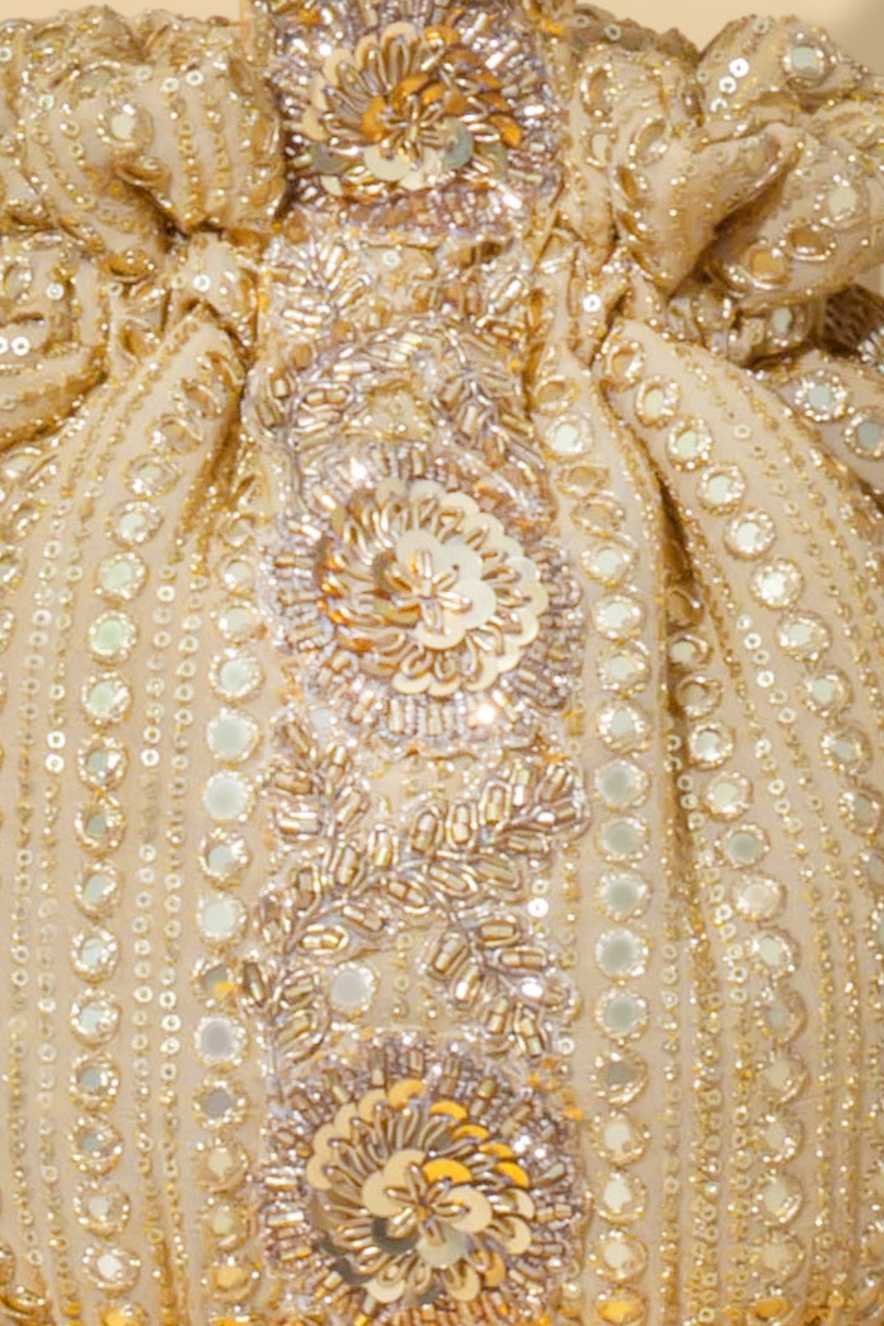 YARI EMBROIDERED ROUND POTLI - GOLD