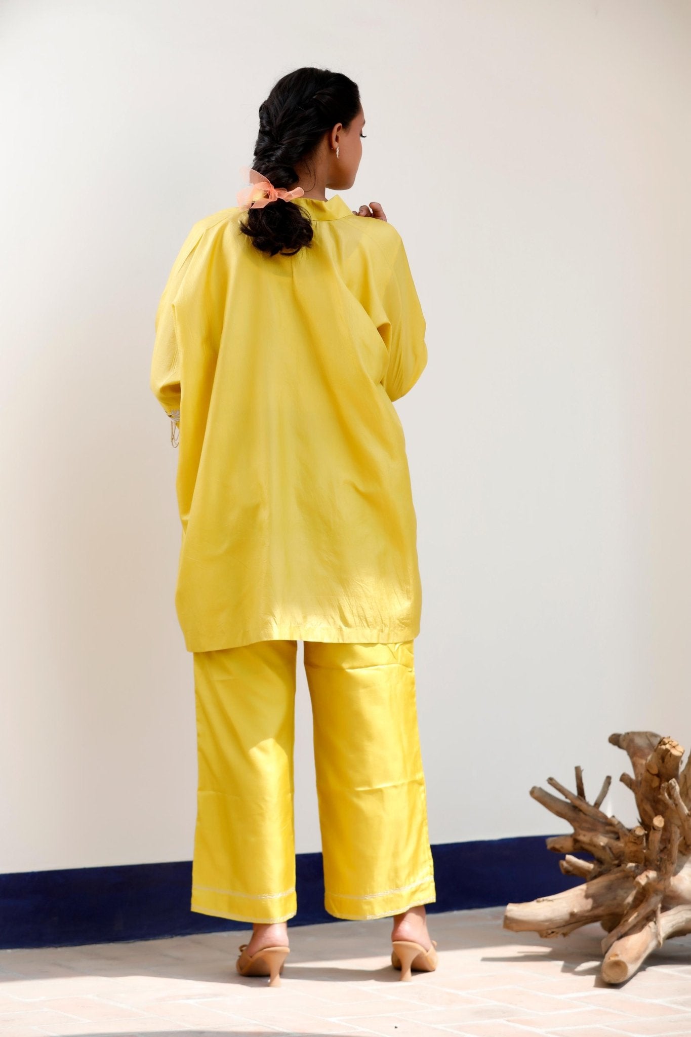 YELLOW PANT SET - White Maison de Couture