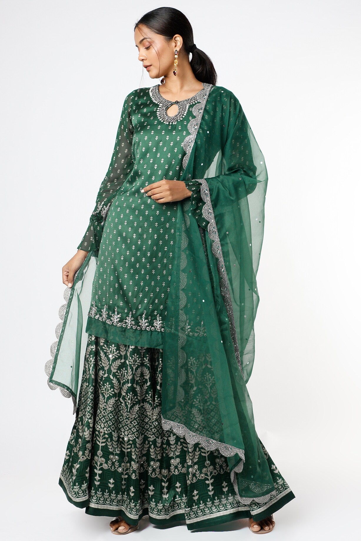 GREEN SHARARA SET