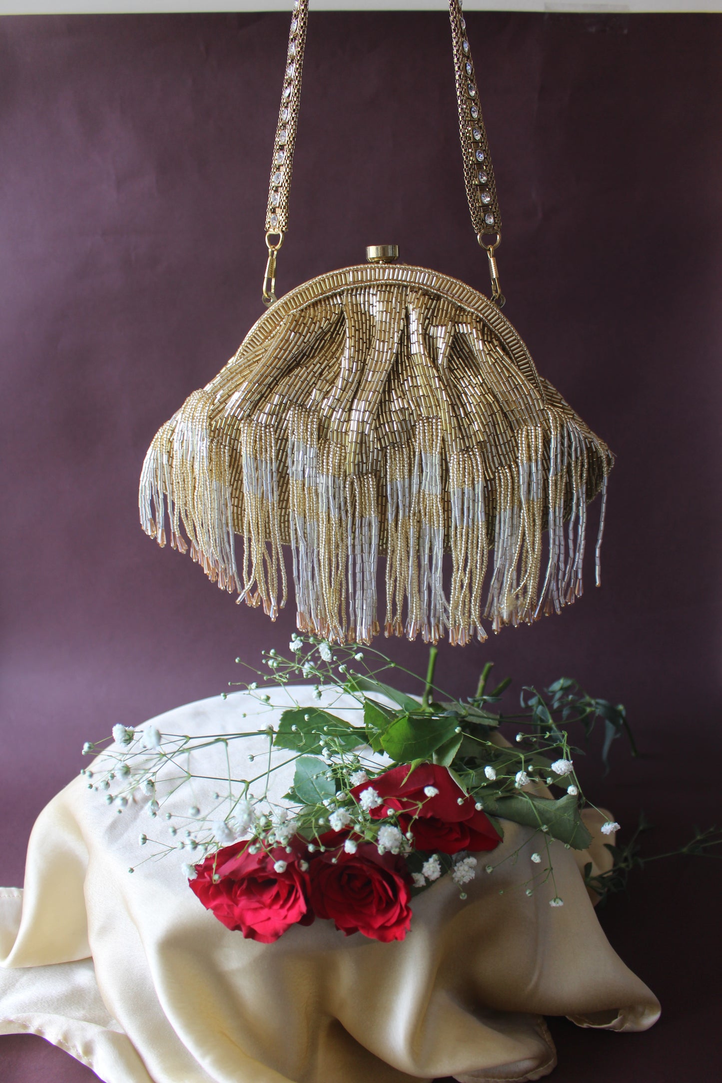 CHIC FRINGE HAND EMBROIDERED POTLI