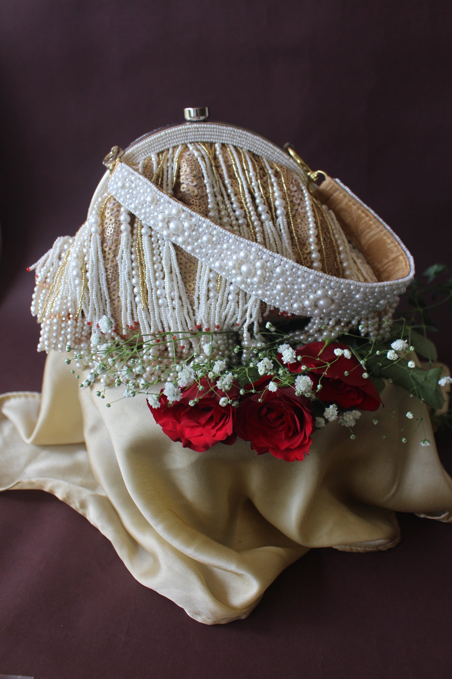LAYERED GILT HAND EMBROIDERED POTLI