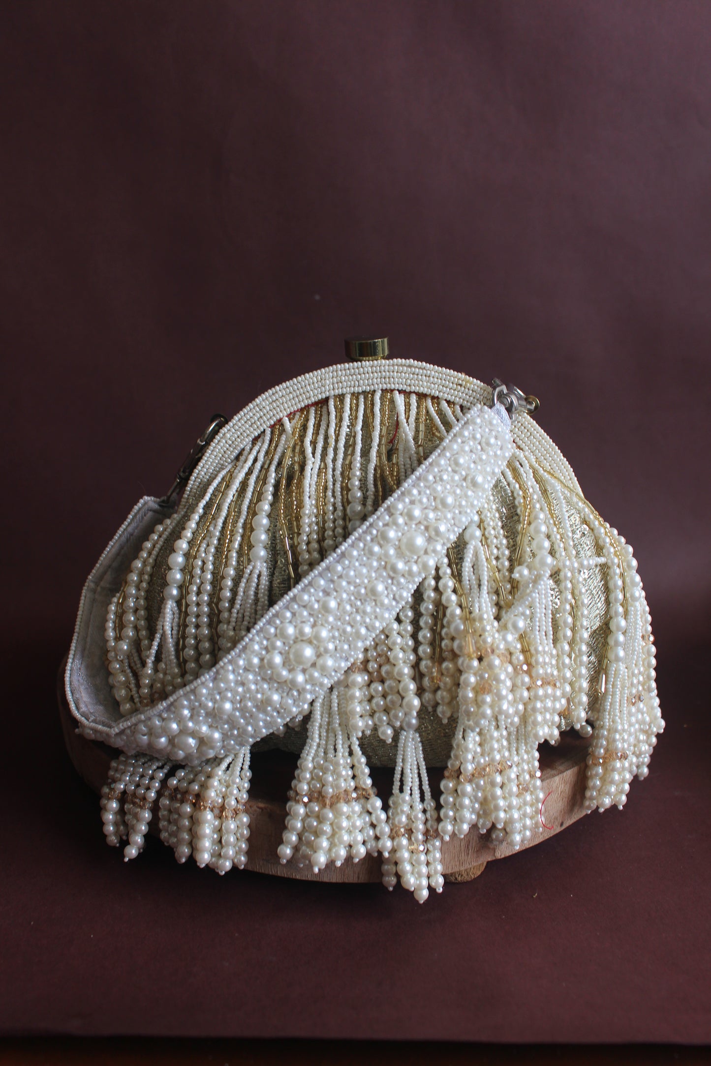 LAYERED GILT HAND EMBROIDERED POTLI