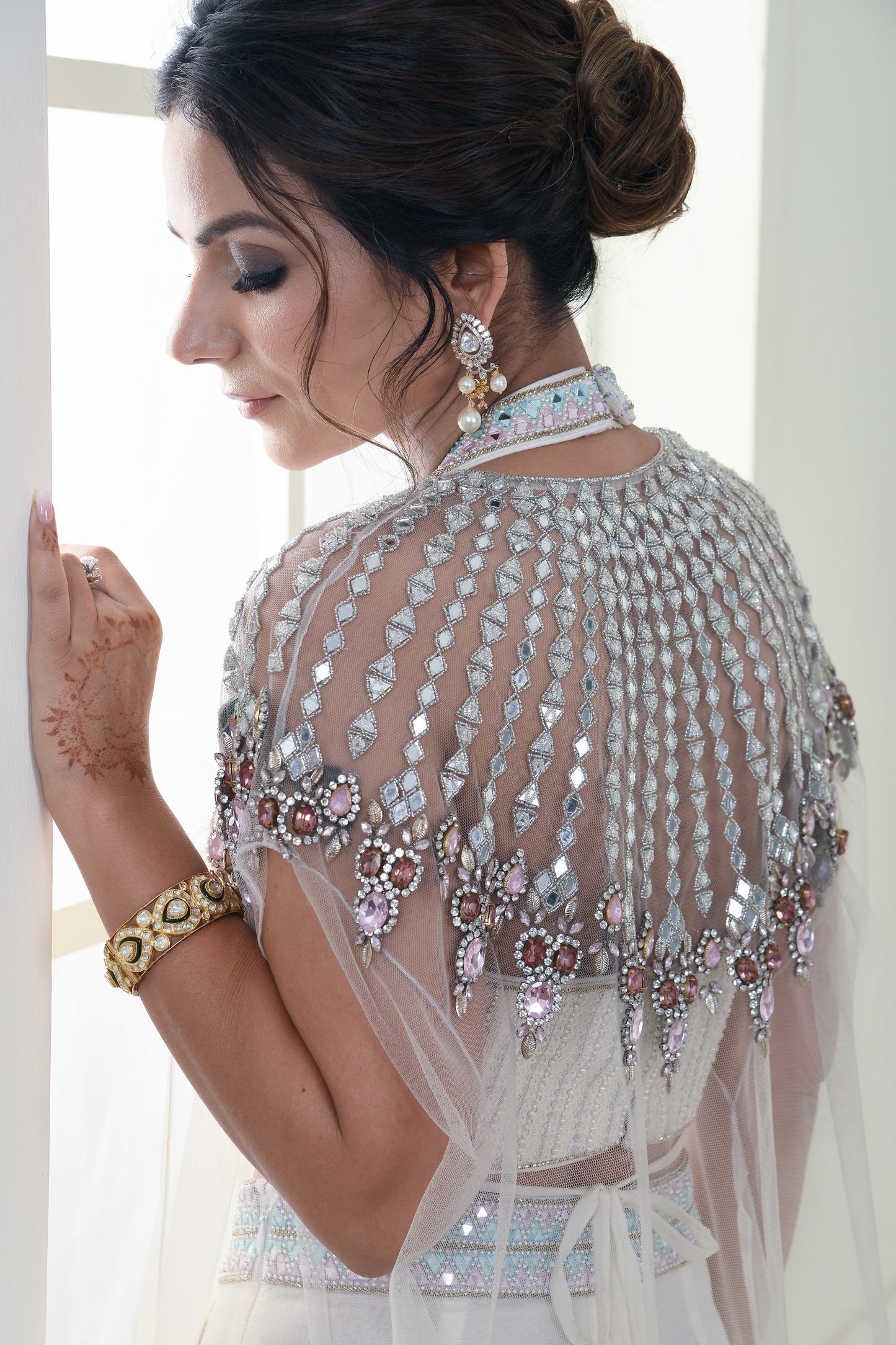 DIVINE EMBROIDERED BRALETTE SHARARA CAPE SET