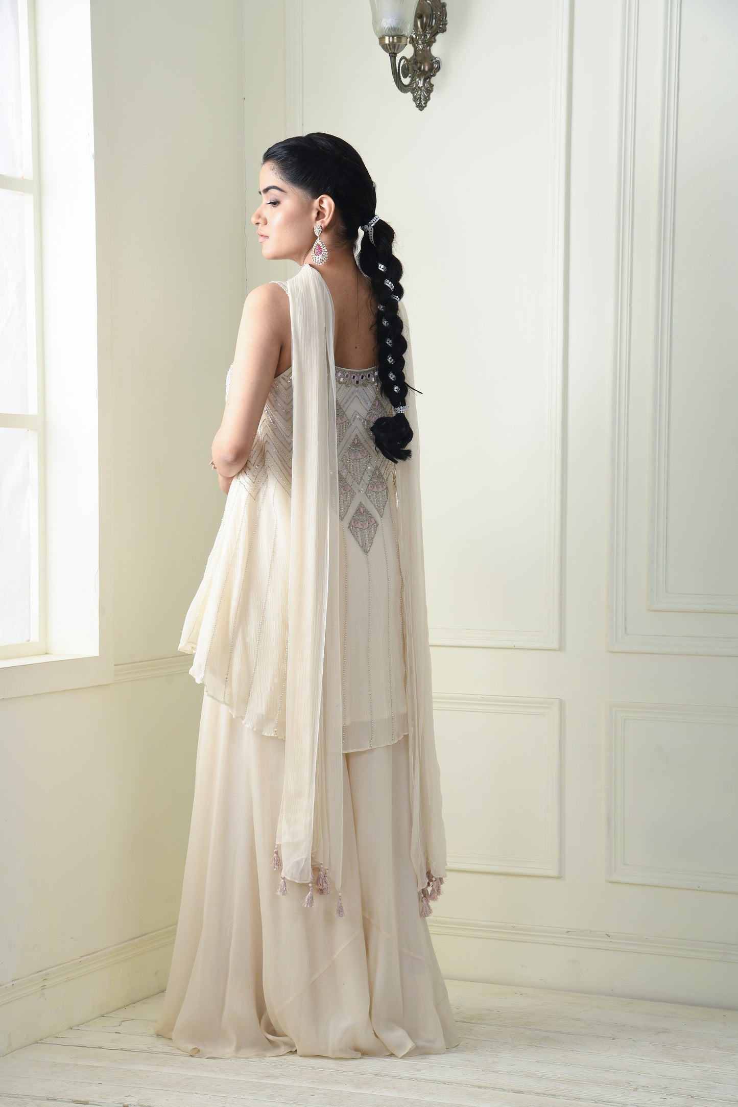 DIVINE EMBROIDERED PEPLUM SHARARA SET